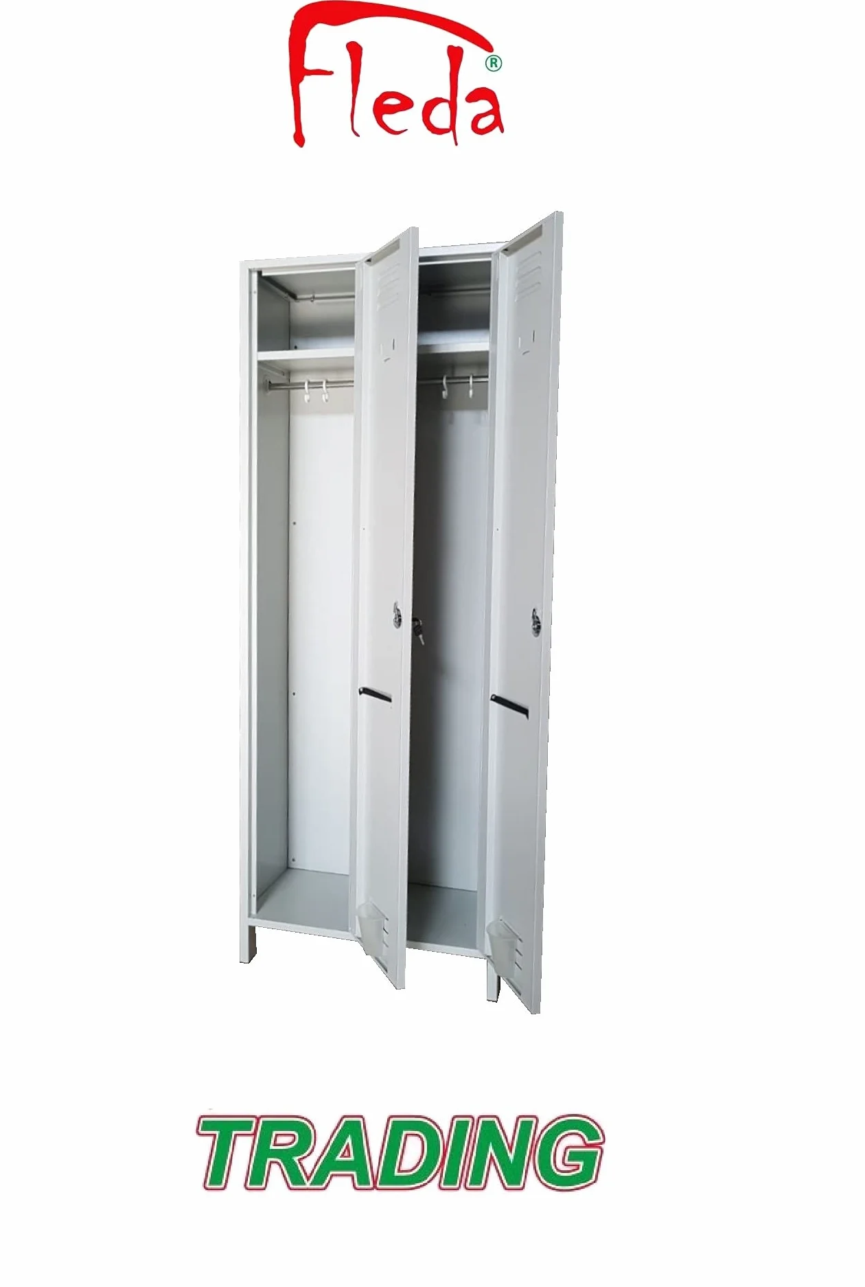 Armadio Armadietto in metallo Spogliatoio 2 Posti Salva Spazio Profondità 34 Dim. 68x34x180h cm