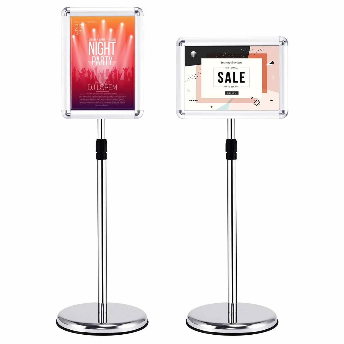DREAMADE A3 Poster Stand Espositore da Pavimento a Terra Supporto Poster Girevole e Regolabile in Acciaio Inox (medello 2)