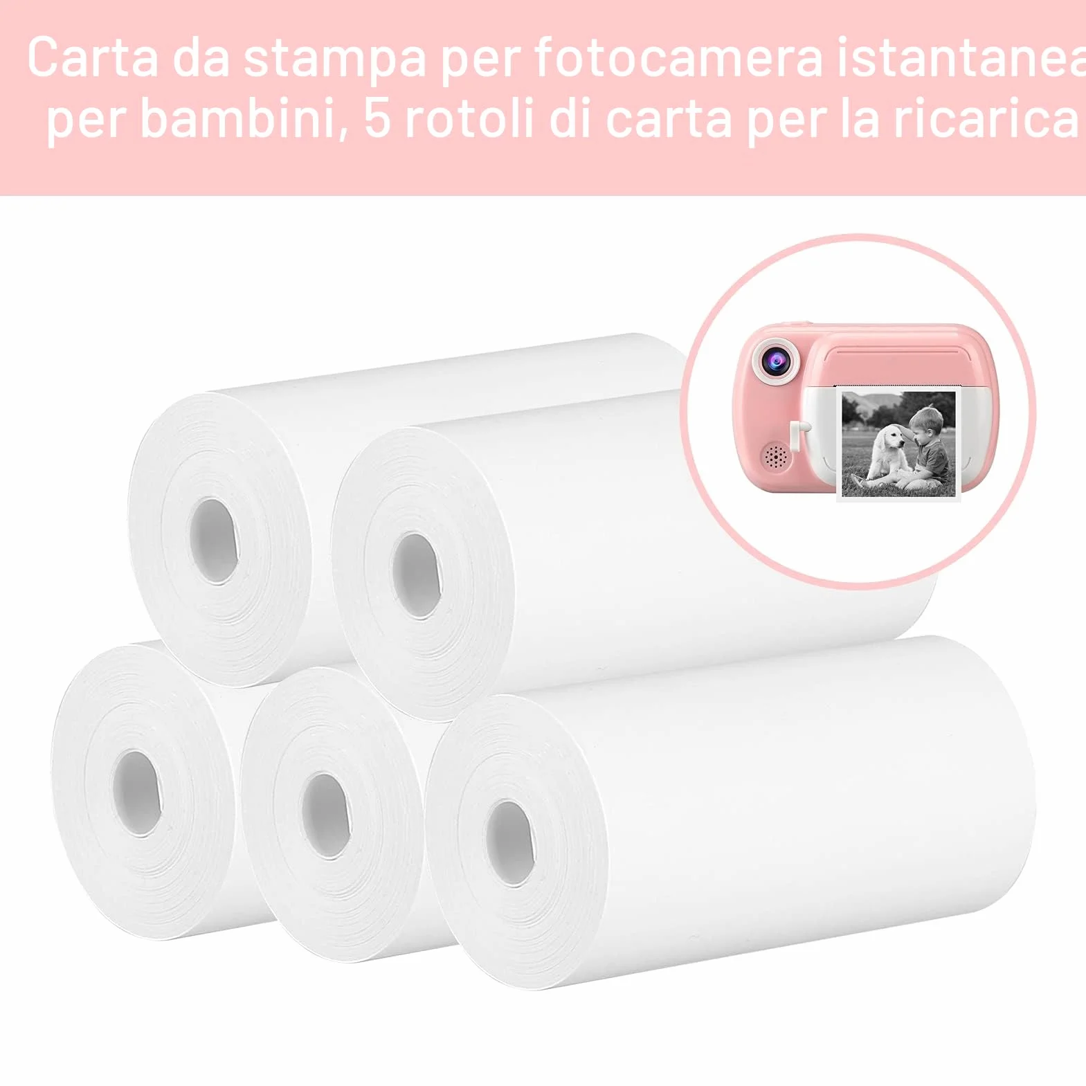 GlobalCrown Carta Termica 5.7cm Bianca a Inchiostro Zero 5 Rotoli do Aparatów Natychmiastowych