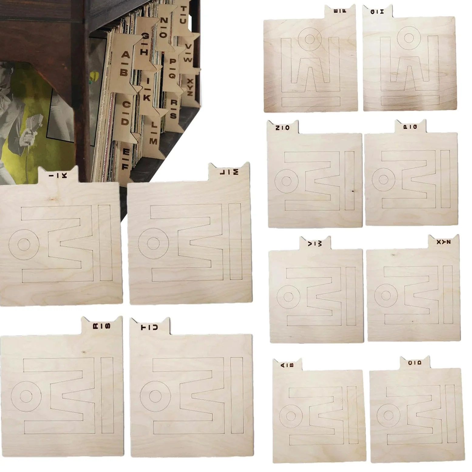 Salva divisori - Organizzatori di stoccaggio del legno con l'allineamento | di un lato dalla A alla Z, organizzatore, divisori degli indici di raccolta | Separatore di archiviazione alfabetica dei