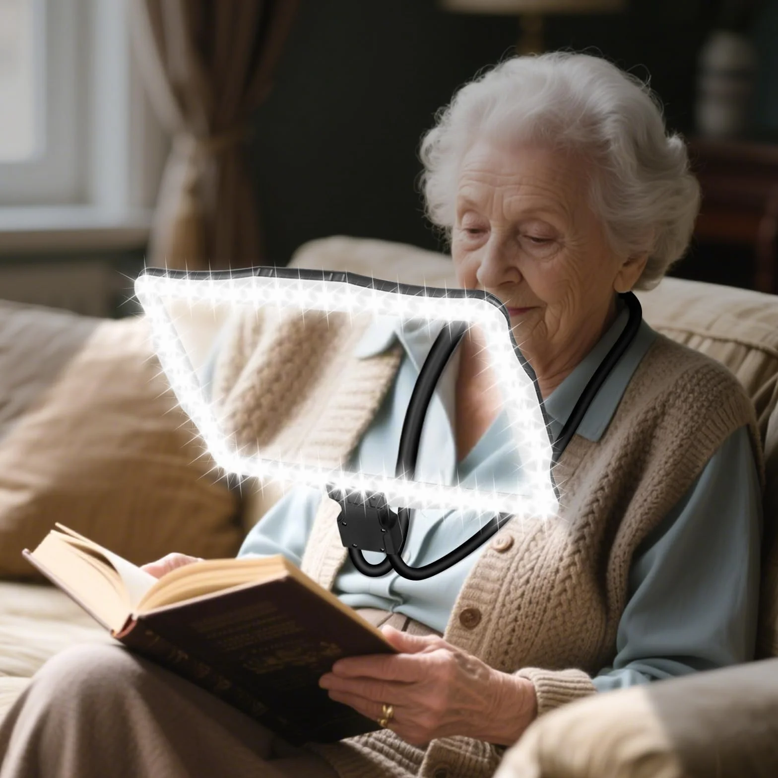 10X Ricaricabile Lente Ingrandimento con Luce a Mani Libere, Collo di Cigno per Lettura e Riparazione