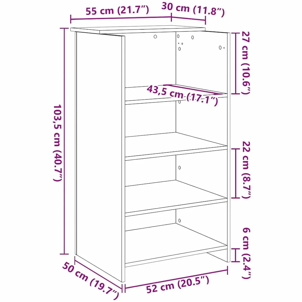 vidaXL Reception Grigio Cemento 55x50x103,5 cm Legno Multistrato Ufficio, Cassa, Salone