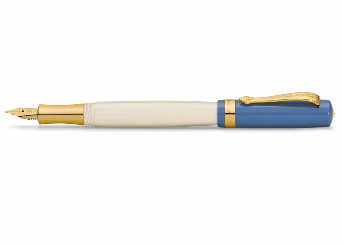Kaweco STUDENT 50's Rock I - Penna stilografica Premium per cartucce d'inchiostro con pennino in acciaio di alta qualità, colore blu e crema, 16 cm, larghezza penna: B (larghezza)