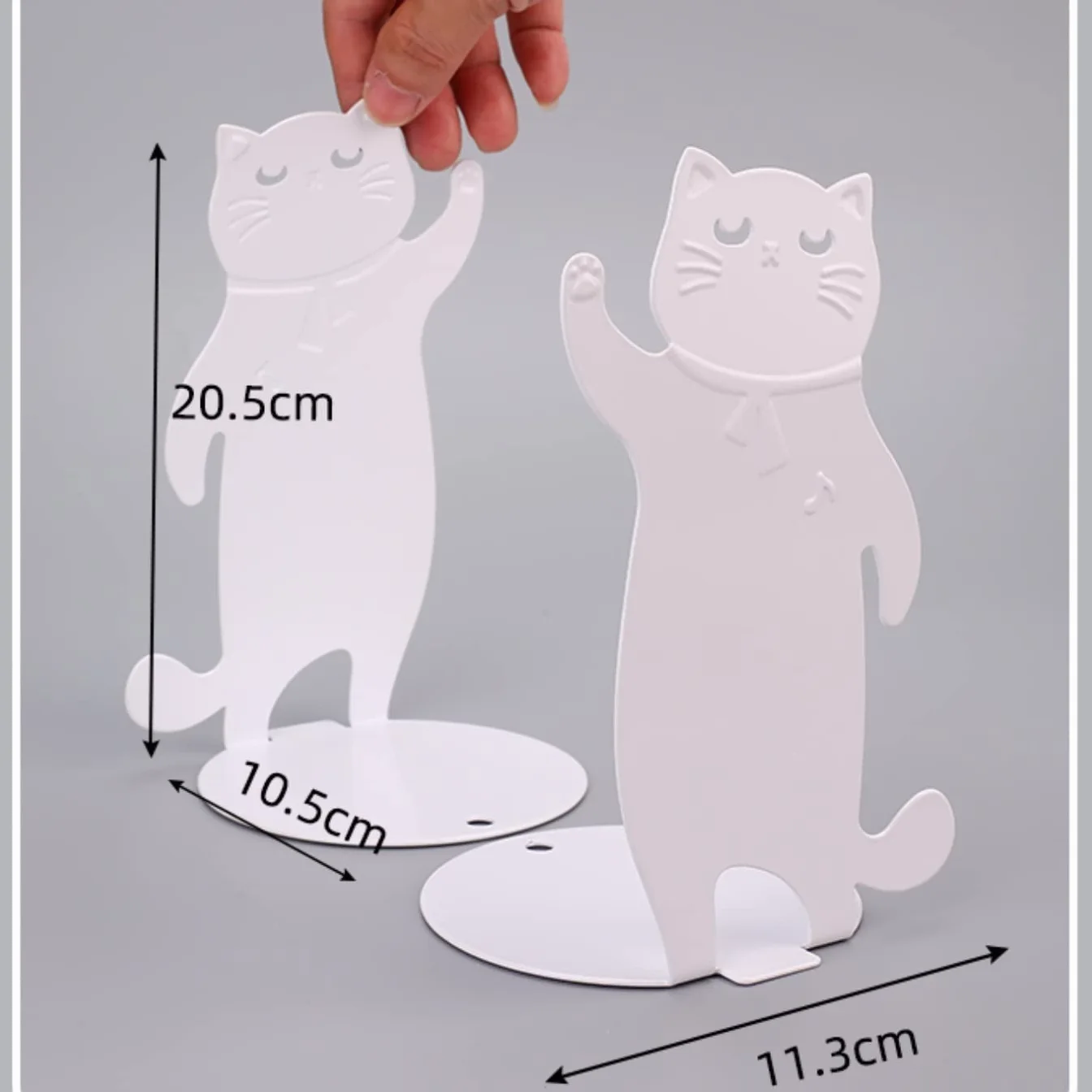 Reggi Libri, Fermalibri Simpatici Fermalibri A Forma Di Gatto In Metallo Per Scaffali Decorativi Resistenti Per La Casa Della Scuola Ufficio Casa Scrivania(White)