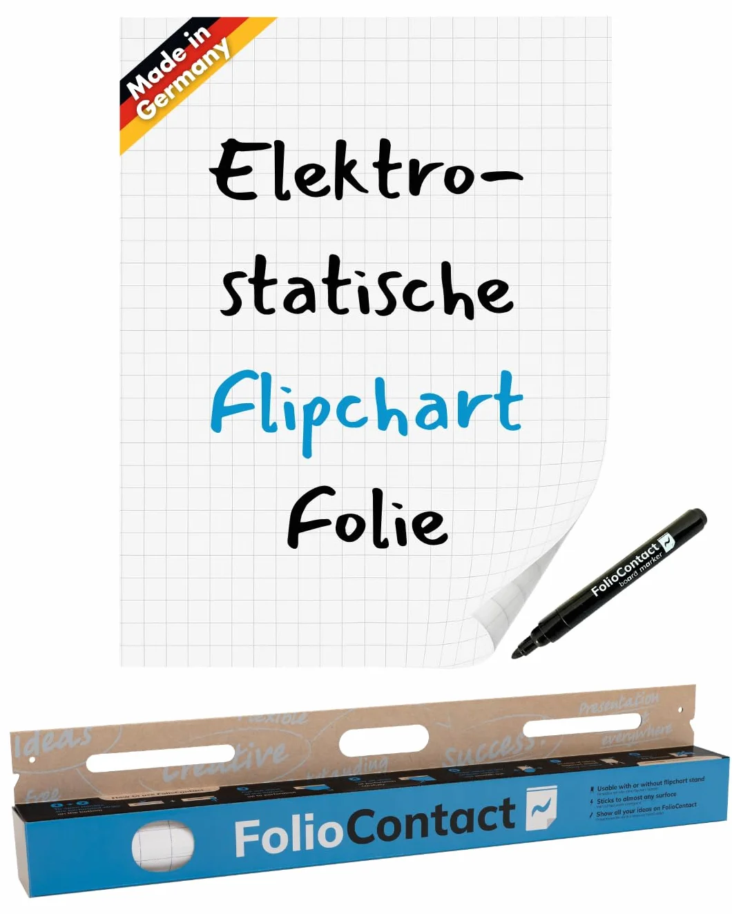 Folio Contact - Fogli elettrostatici per lavagna a fogli mobili, aderiscono a quasi tutte le superfici
