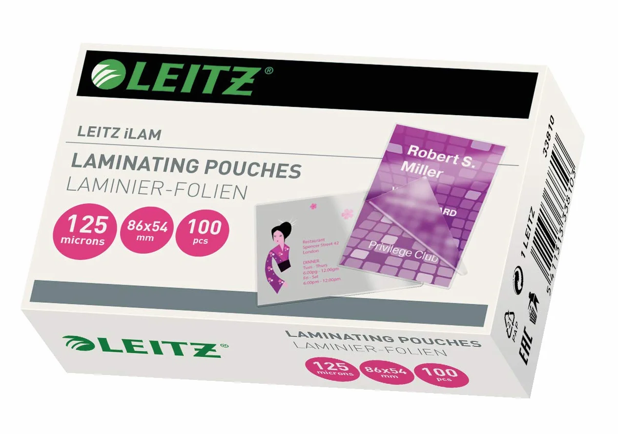 Leitz Pouch per Plastificazione, 125 Micron, 54 x 86 mm, Trasparenti