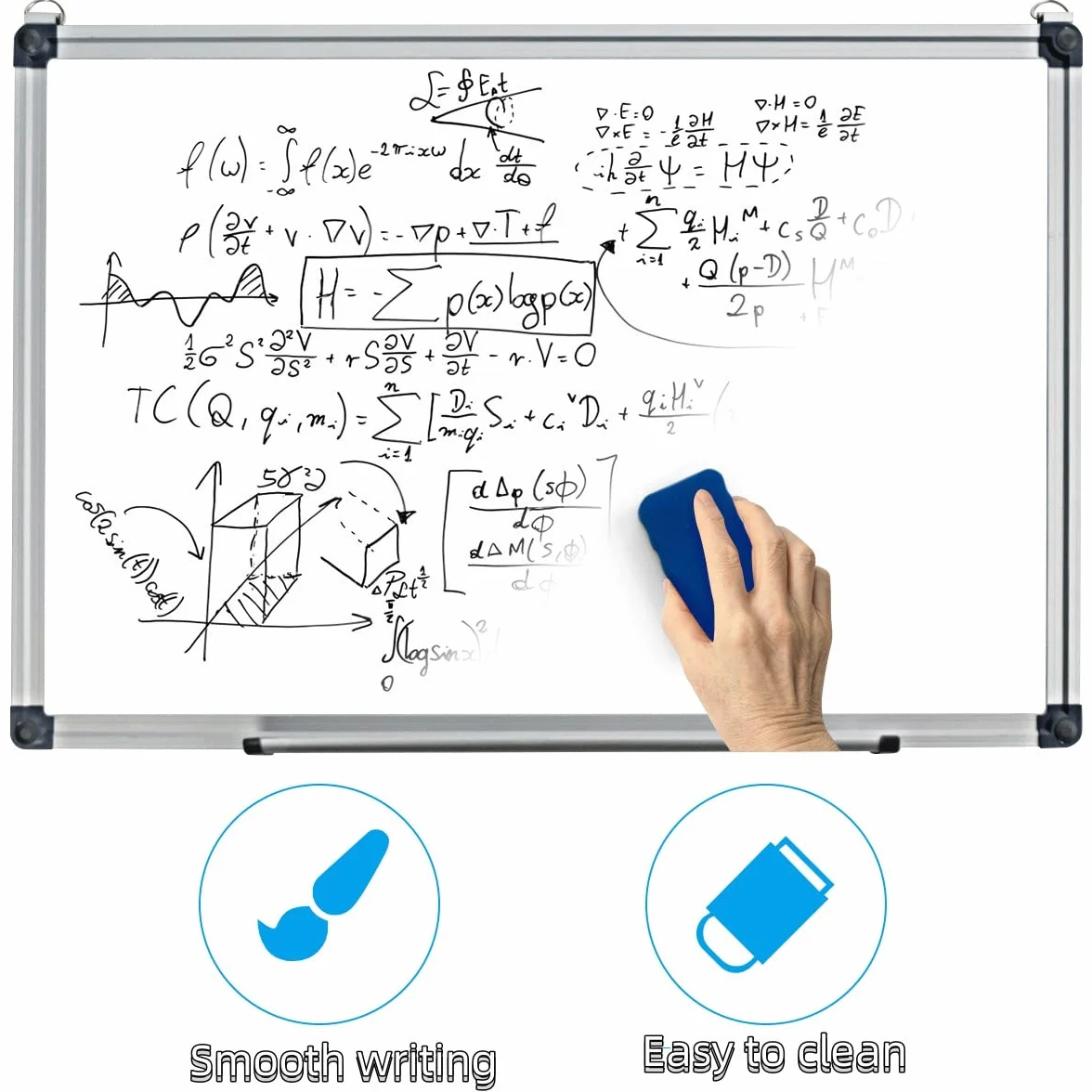 LIFEZEAL Lavagna Magnetica da Parete, Lavagna Magnetica per Calamite, Lavagna Bianca, con Ganci e Ripiano Rimovibile, Gomma, Penne e Particelle Magnetiche, Whiteboard per Ufficio e Scuola (70x50 cm)