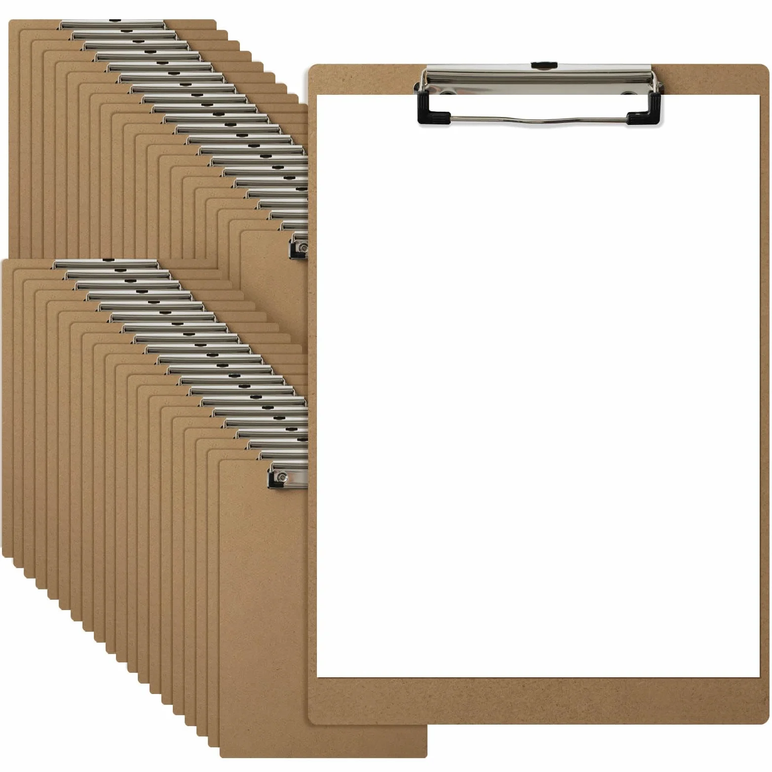 HappyHapi Confezione da 42 tavolette portablocco formato lettera, formato A4, in legno rigido, per ufficio, aule, riunioni di lavoro, 21,6 x 27,9 cm, colore: marrone