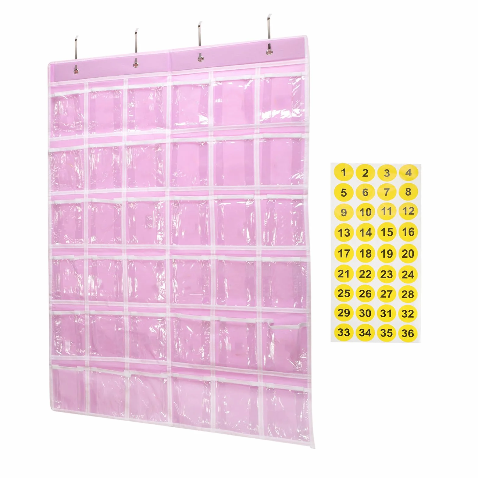 QUARKZMAN Porta Cellulare Da Appendere Per Aula Con 36 Tasche Organizzatore Per Calcolatrici Rosa