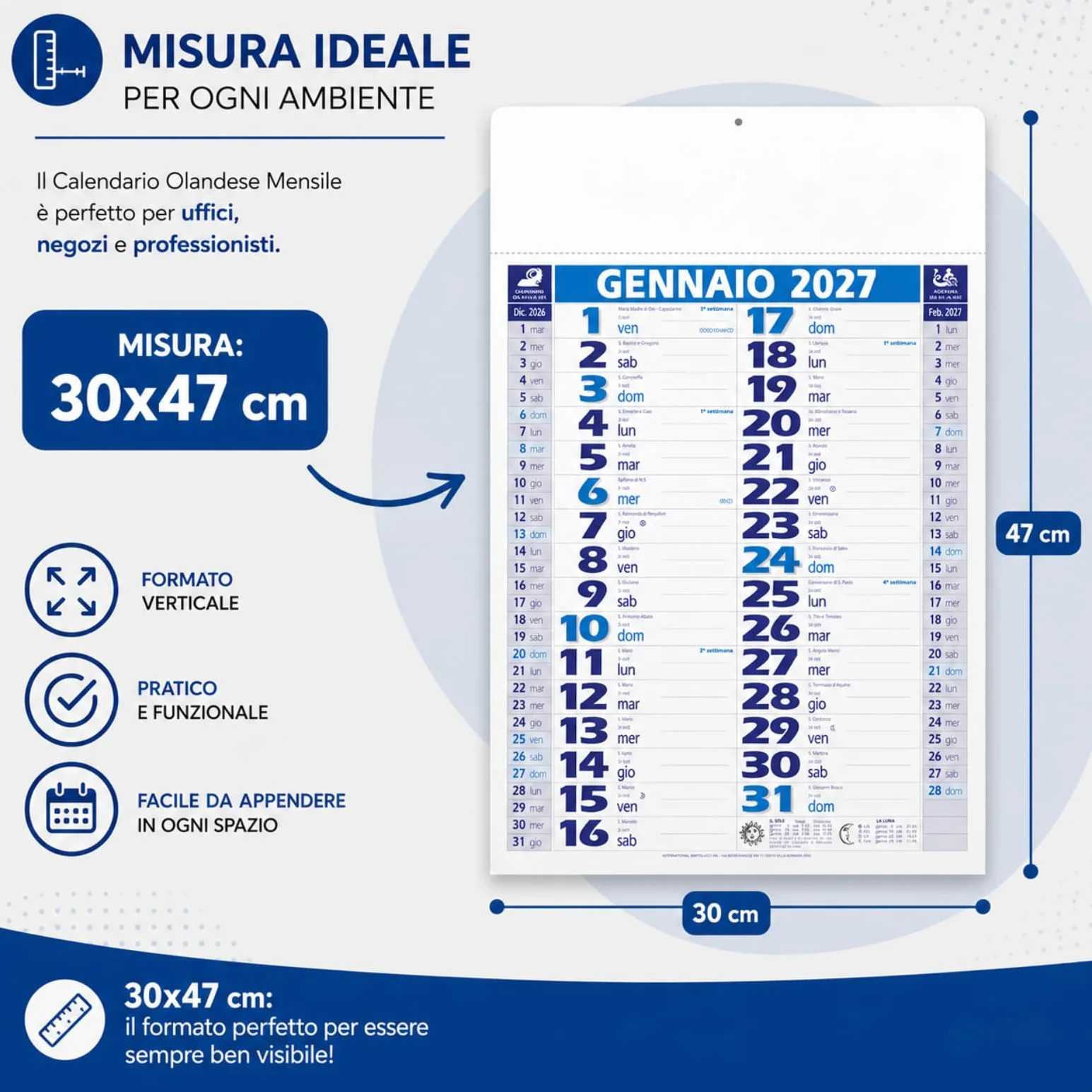 Calendari Personalizzati 2027 in Stock da 50 Pezzi Olandesi Medi da Muro Notes sul Retro per Gadget Pubblicitari di Fine Anno e come Omaggio per i Clienti o Regali Aziendali | PA620-50