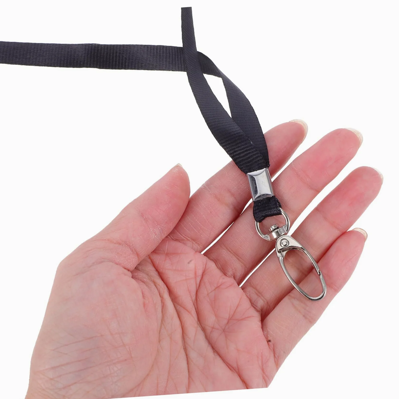 50pezzi Cordino Piatto con Clip Porta Badge Cordino per Badge Identificativi da Ufficio con Gancio Girevole Porta Nero