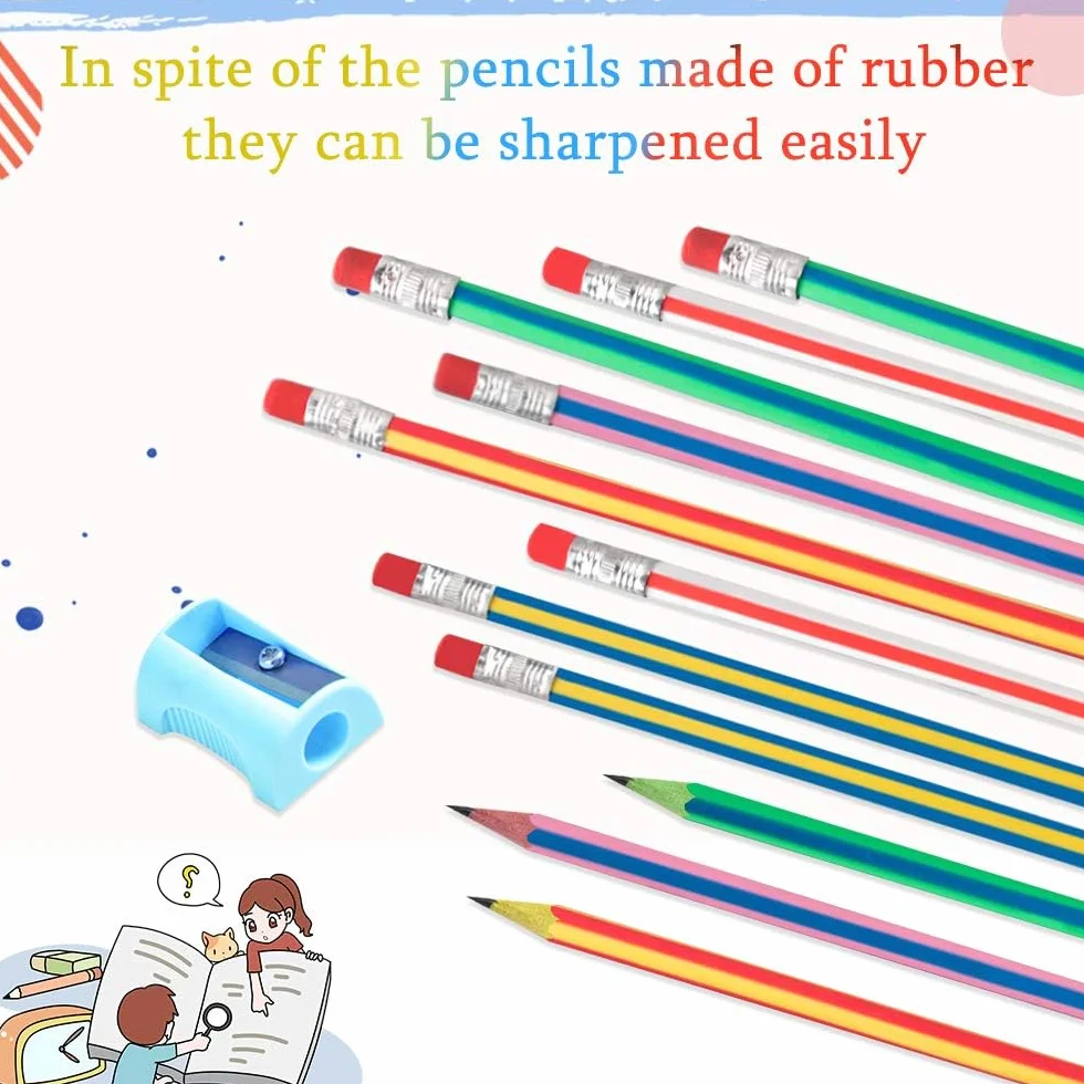 Set di 49 Pezzi Matite Flessibili e Morbide con Gomme Cancellare a Forma di Frutti Giocattoli per Bambini