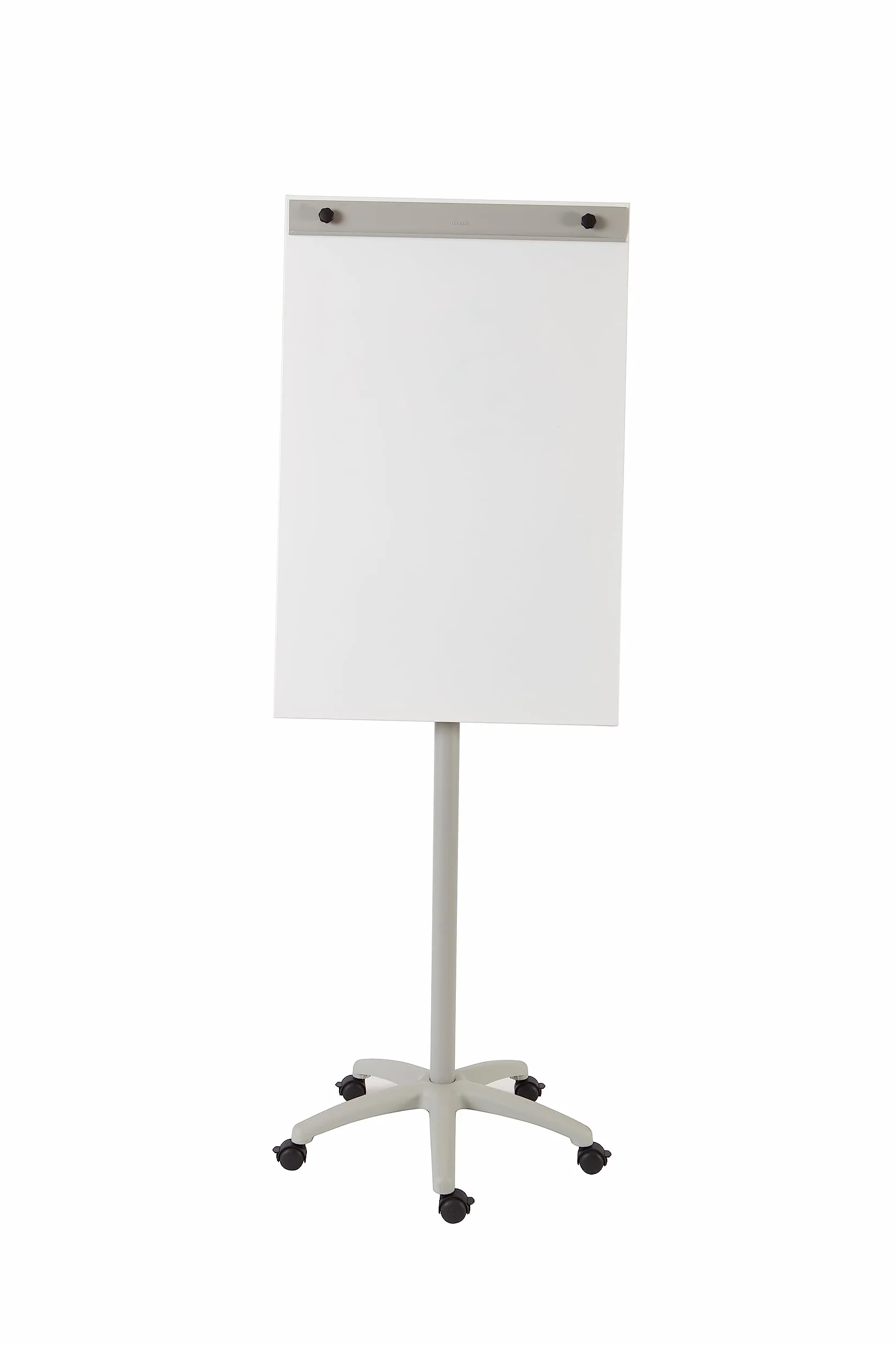 ROCADA, Lavagna a fogli mobili su ruote, 67 x 62 x 181 cm, economica, con porta carta e base a stella, lavabile a secco, bianco