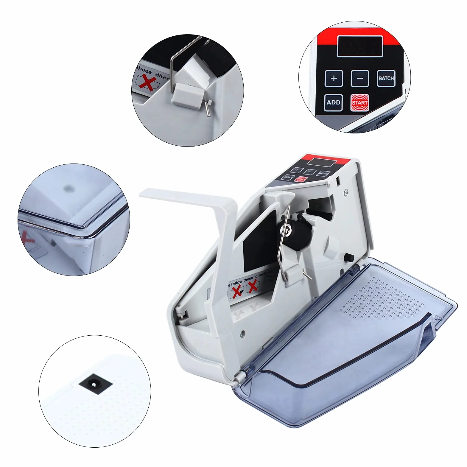 Conteggio banconote compatto e portatile, V40, 19 x 5 x 9 cm, pratico contatore di denaro, per l'uso in banche, negozi o altri luoghi