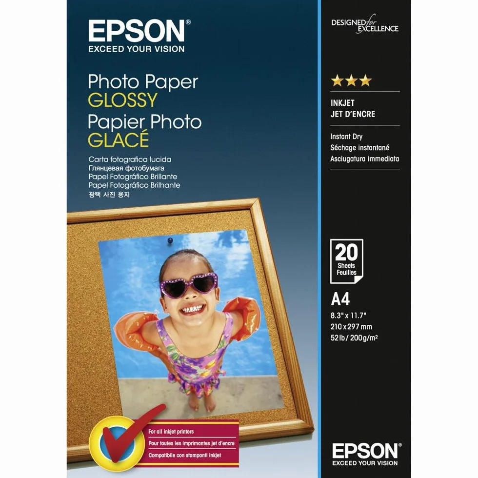 Epson Carta Fotografica Glossy A4 20 Fogli Bianco