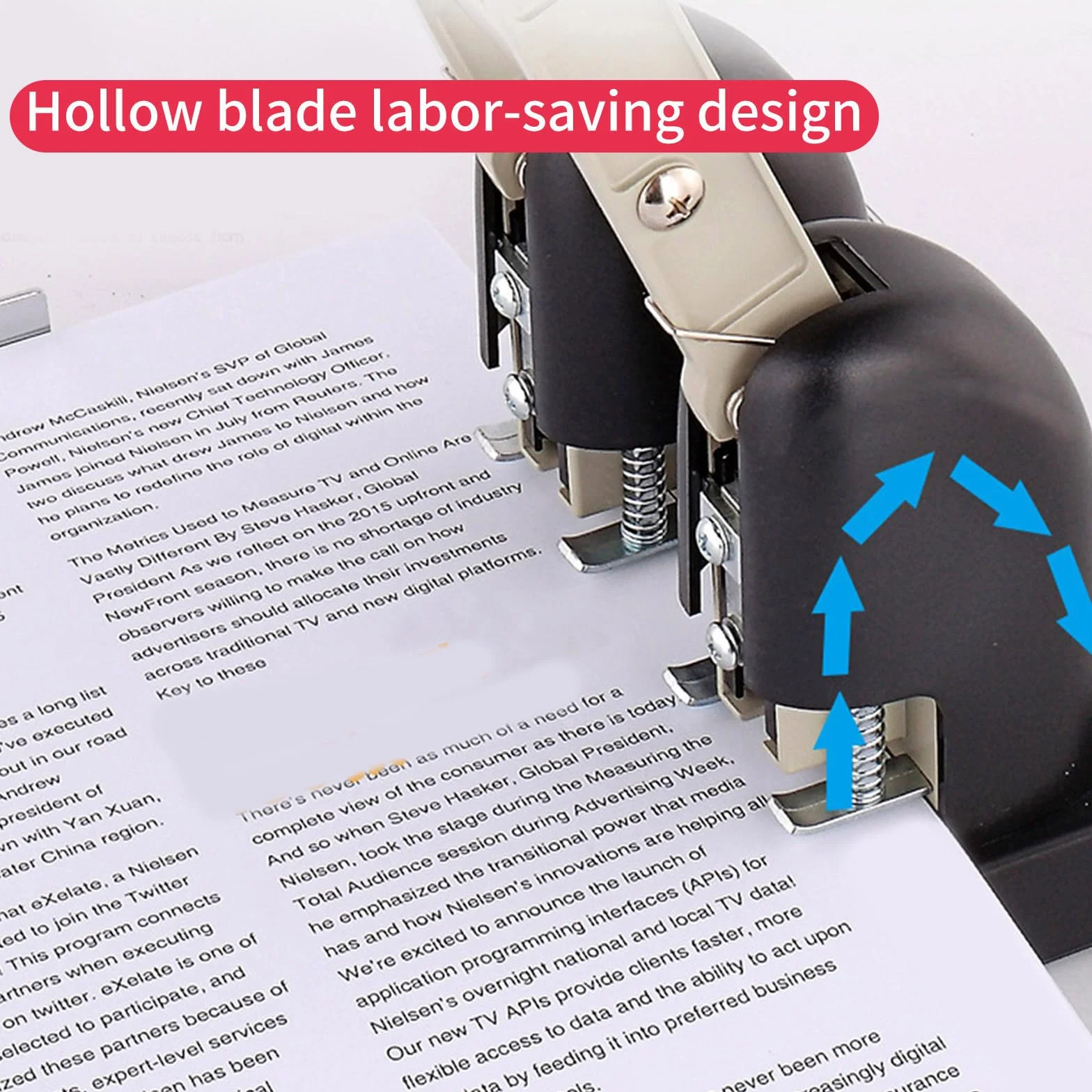 Perforatrice a 2 fori per servizio, capacità 150 fogli, perforatrice per carta, impugnatura ergonomica, per risparmiare manodopera, punzoni industriali con vassoio per coriandoli