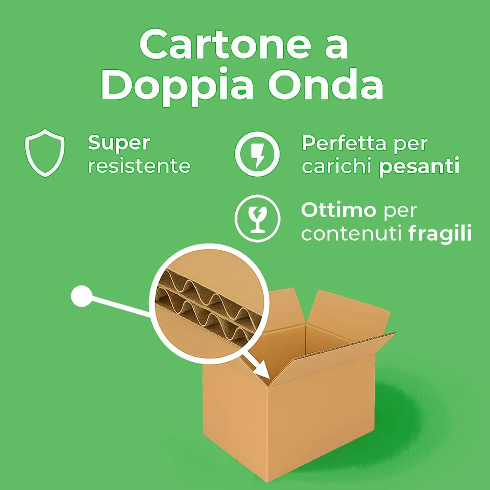 Scatole Trasloco 60X40X40 a Doppia Onda in Cartone Avana, Cartoni per Traslochi e Spedizione Made in Italy