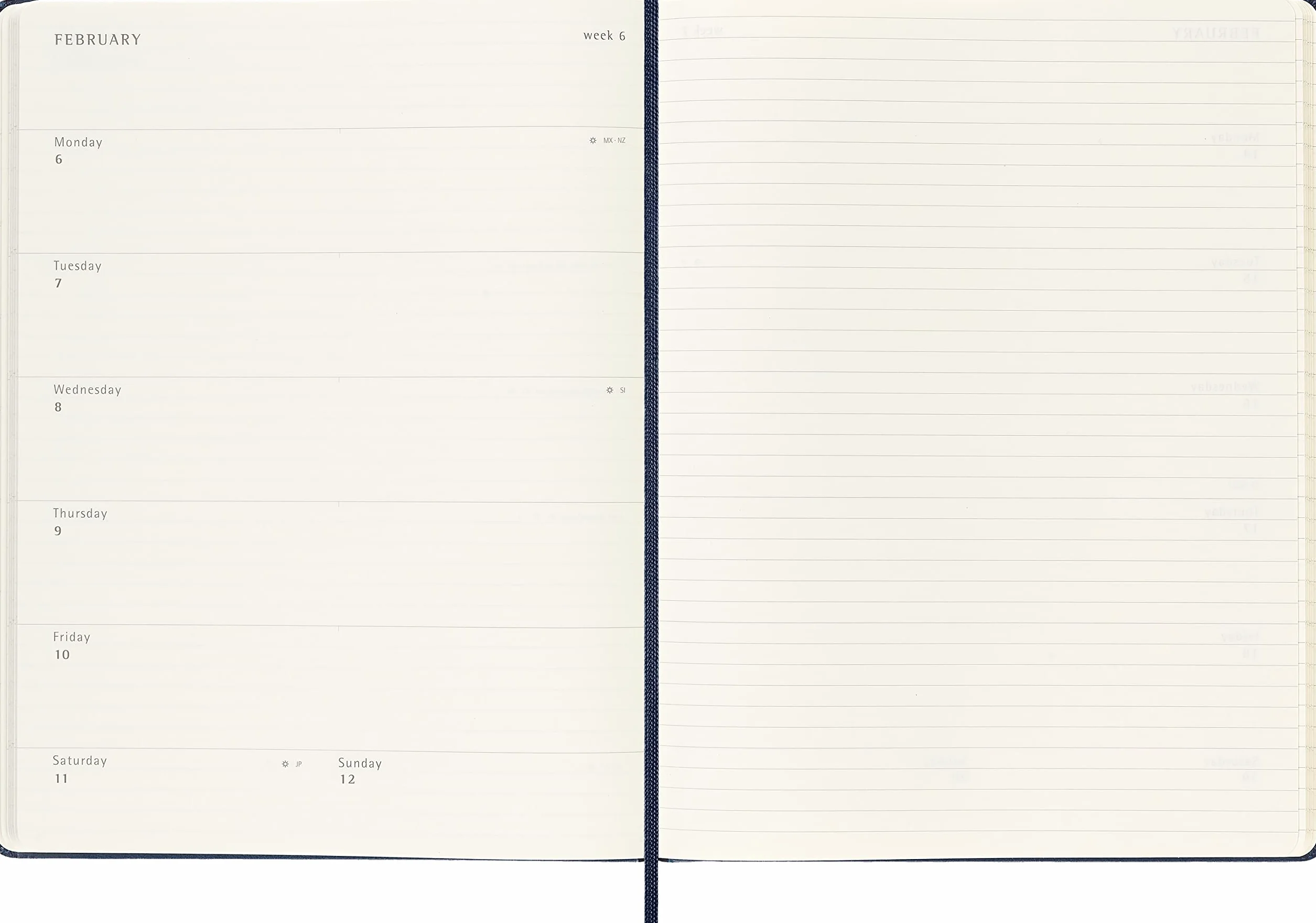 Moleskine Agenda Settimanale 2023, Agenda 12-Mesi, Agenda Settimanale, Copertina Rigida, Formato XL 19 x 25 cm, Colore Blu Zaffiro