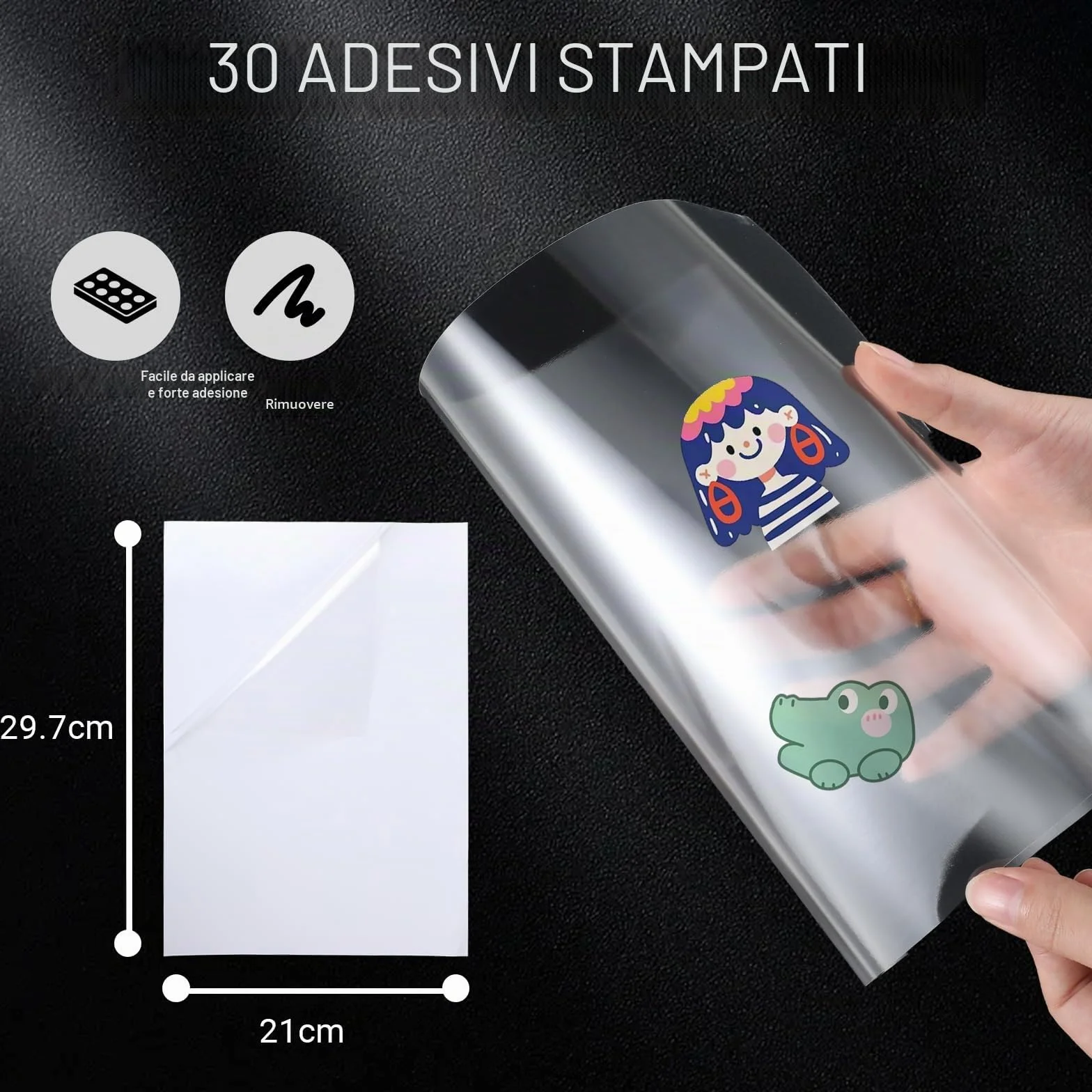 Fogli adesivi trasparenti stampabili A4 30 fogli Vinile trasparente autoadesivo per stampanti Inkjet Laser Asciugatura Rapida Alta Trasparenza