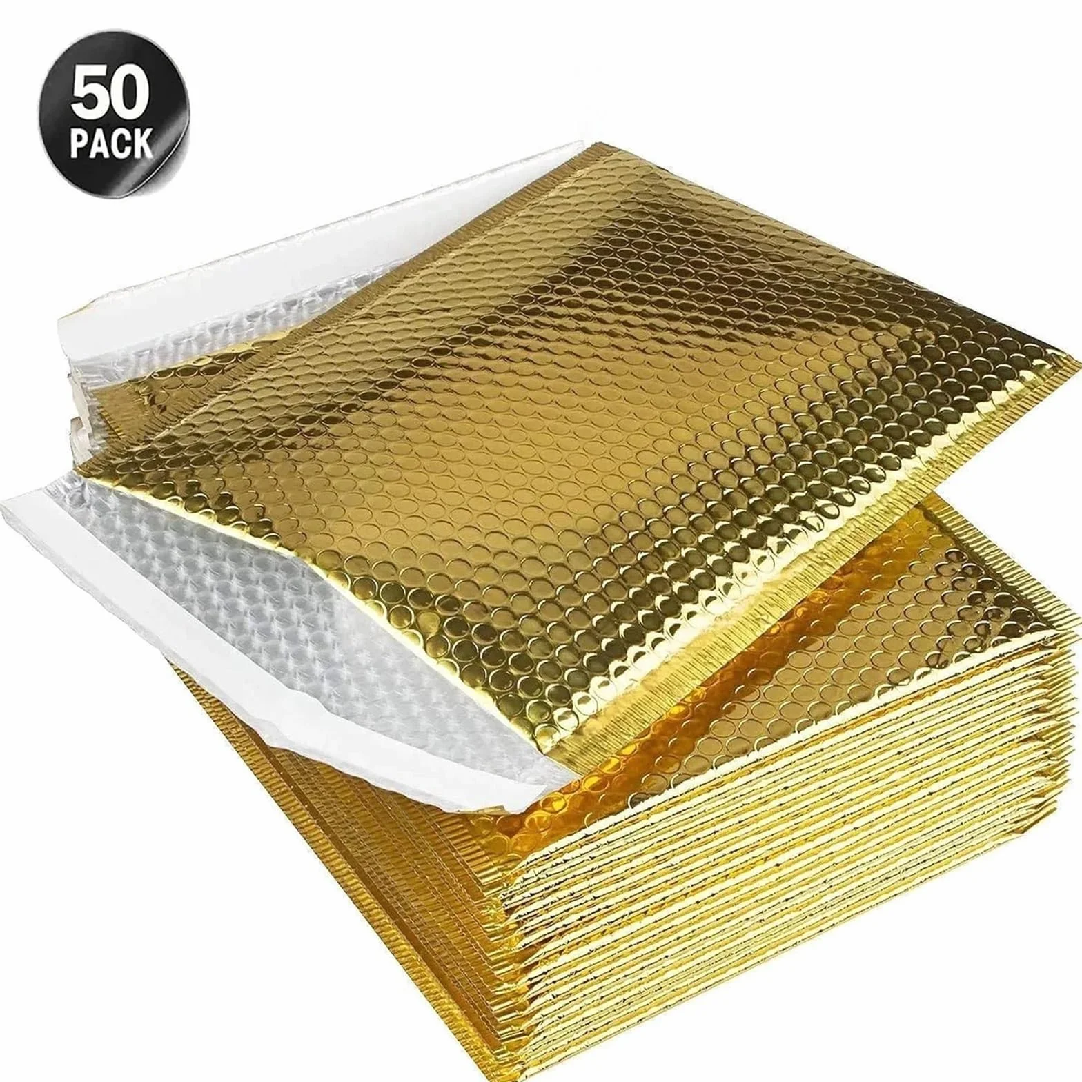 Bubble Mailer 50 PCS Bubble Mailers Bubble Mailer Self Seal Padded Envelopes Gift Bags Laser Packaging Envelope Bags for Book(Silvery Laser,15 * 20cm)