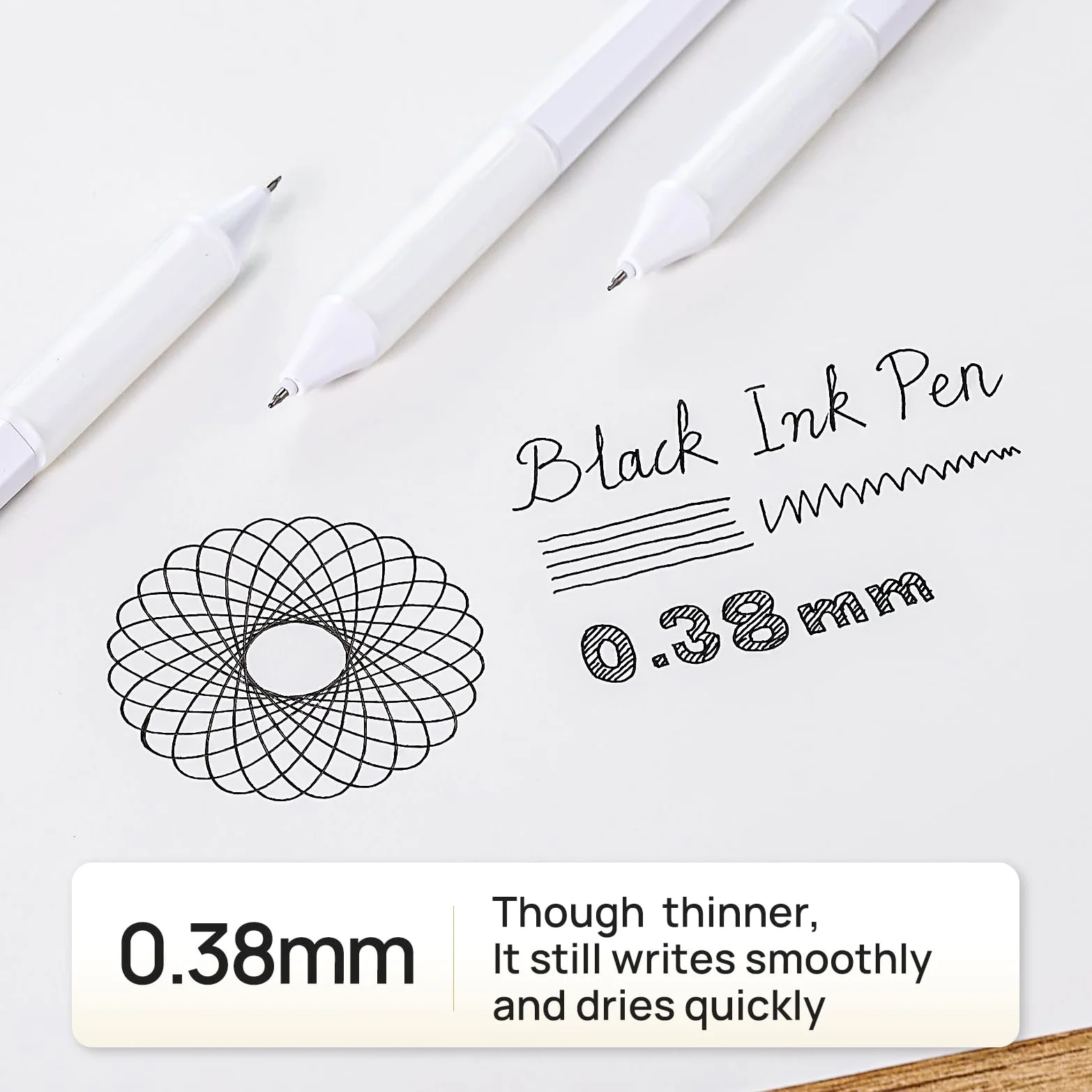 Penne gel retrattili, stile giapponese, punta extra fine da 0,38 mm, inchiostro gel nero impermeabile, penne per scrittura liscia, impugnatura comoda, confezione da 6
