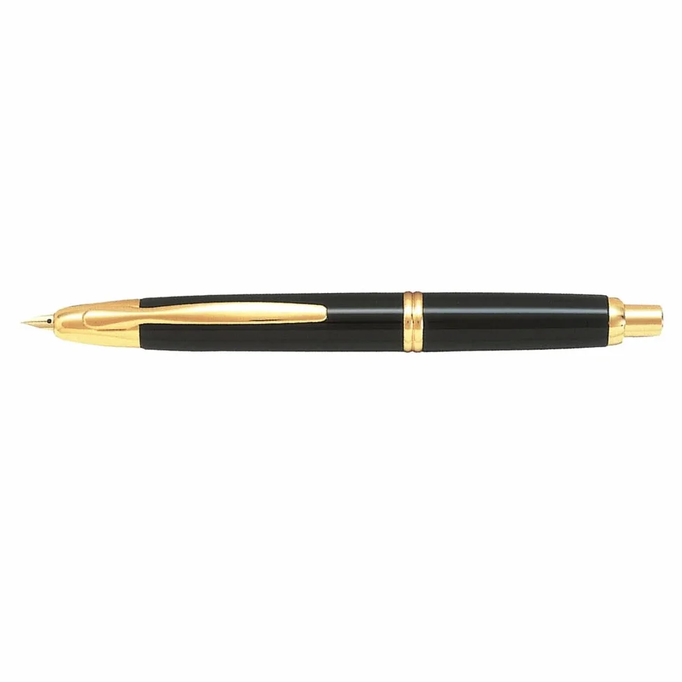 Pilot Pen 1040001M, Stilografica Capless Gold, con Meccanismo a Pressione e Finiture Placcate Oro, Pennino Misura M, Nero, in Confezione con Converter e Cartuccia Nera