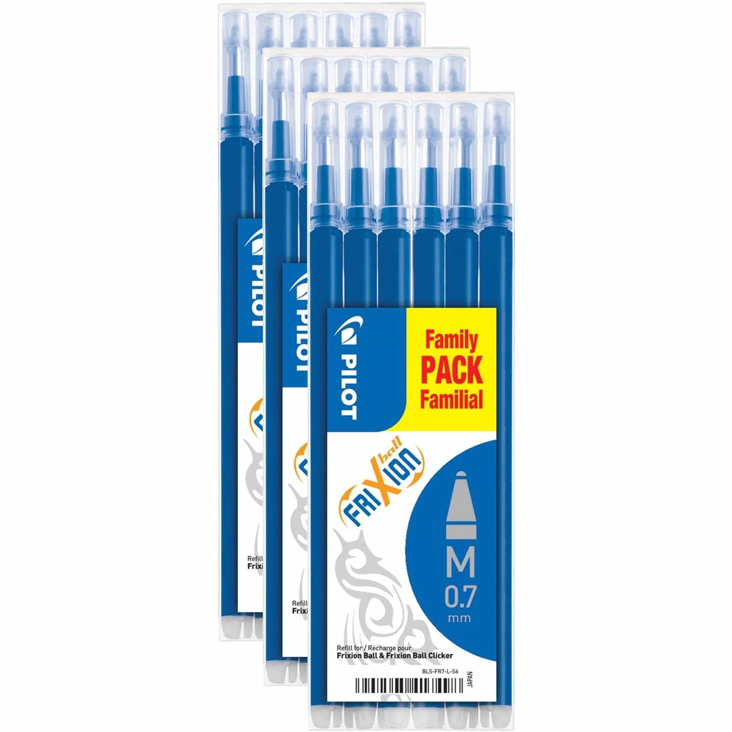 Pilot Frixion Ball BLS-FR7 Ricariche Blu Lotto 3 Set da 6