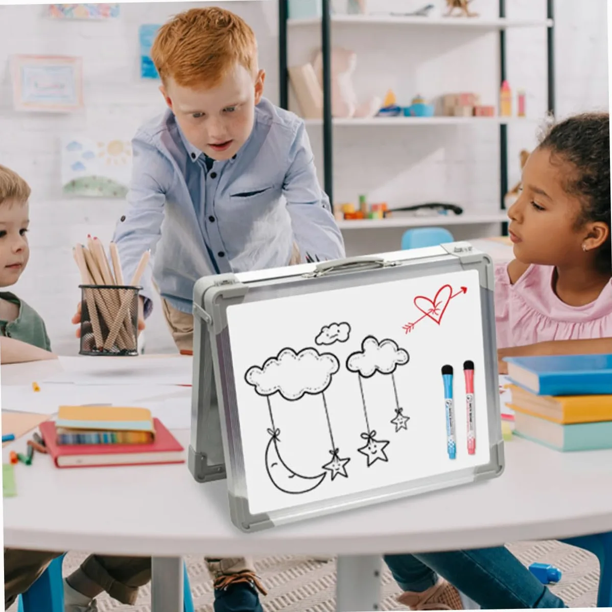 Kichvoe Lavagna Magnetica Doppia Faccia con Supporto in Lavagnetta Cancellabile da Tavolo Leggera per Scuola Ufficio Casa e Insegnamento