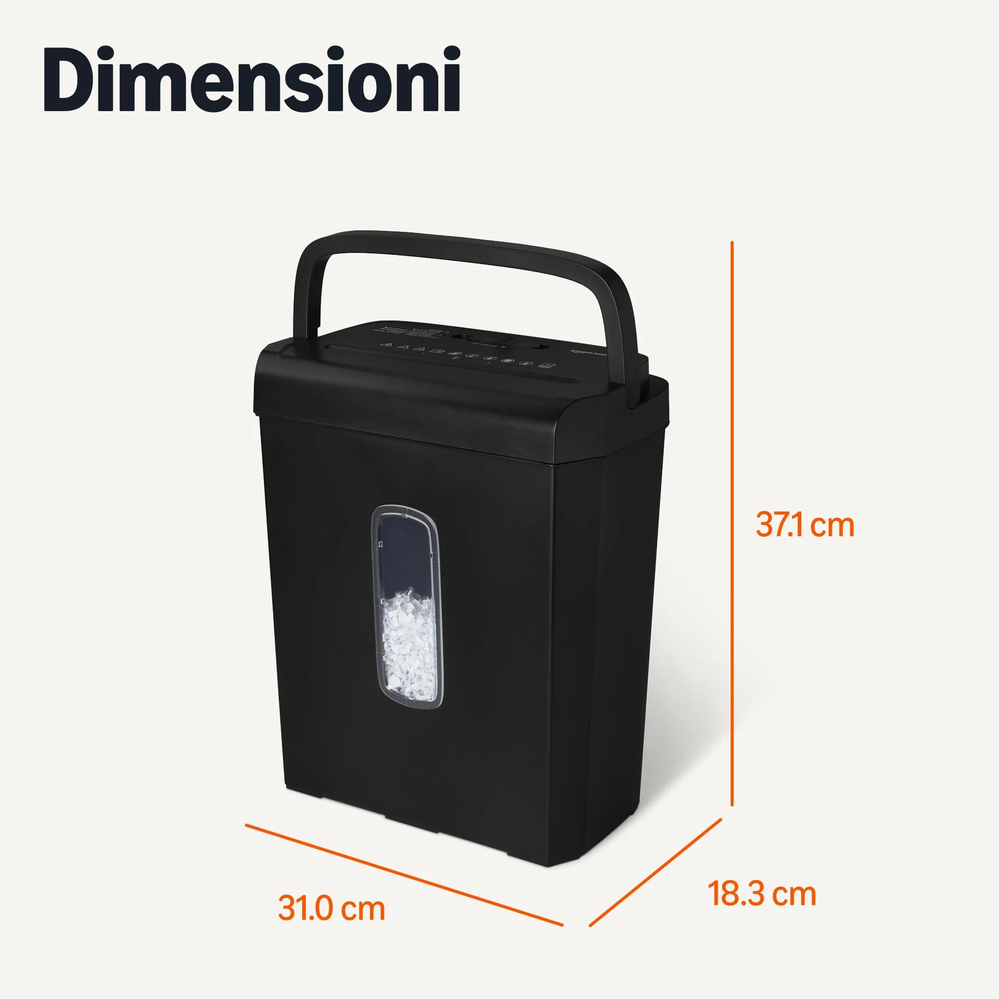 Amazon Basics, Distruggidocumenti e Distruggi Carte di Credito a Taglio Incrociato da 6 Fogli, 14L, Nero