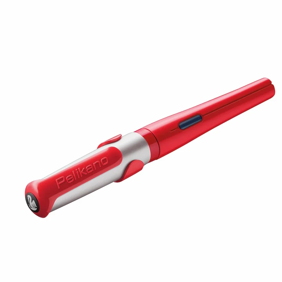 Pelikan 802994 Penna Stilografica a Cartuccia Fusto Rosso Pennino A Grip Antiscivolo Impugnatura Ergonomica Set Scuola