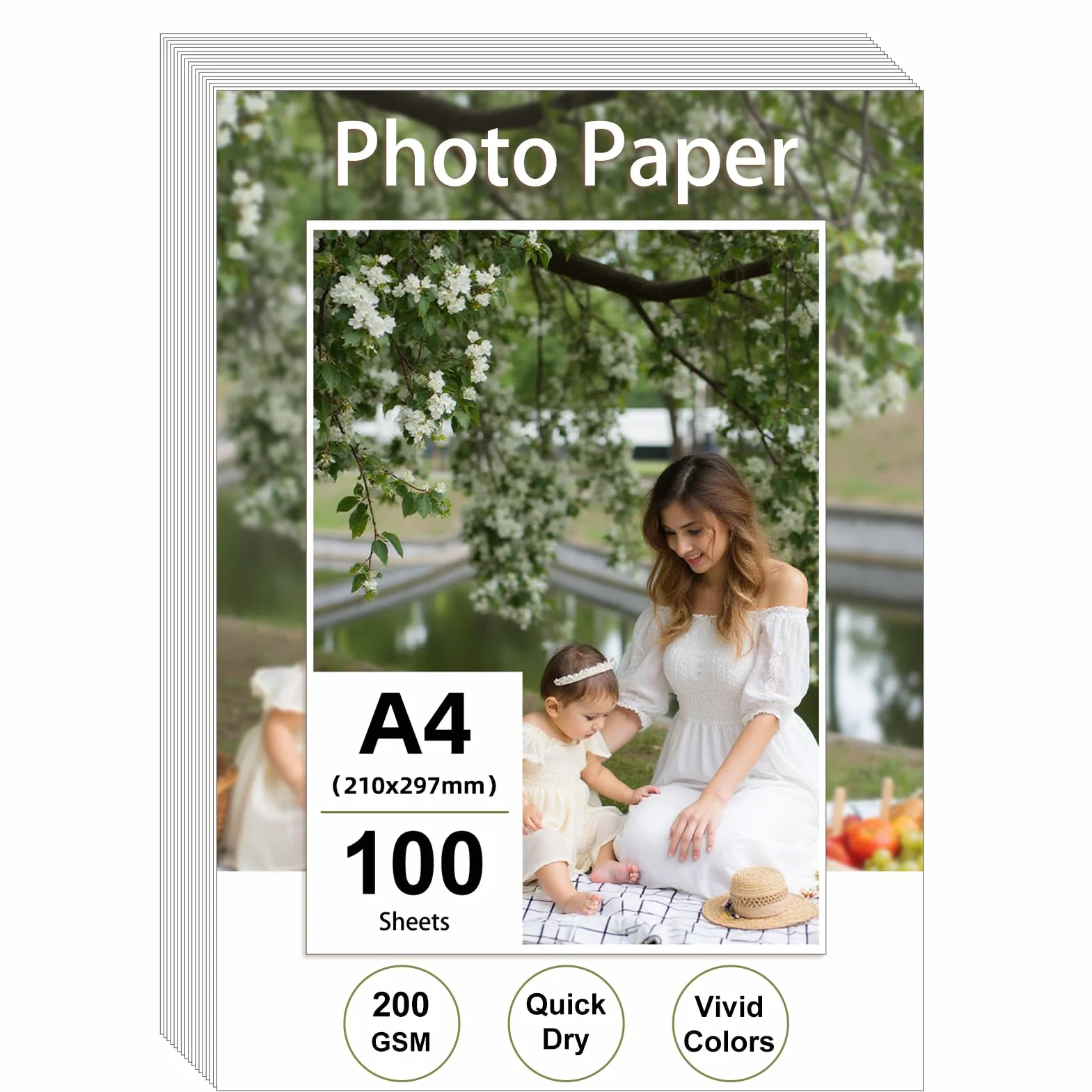 Carta Fotografica A4 Lucida 200 g/m² 100 Fogli 21 x 29,7 cm per Foto Immagini Volantini