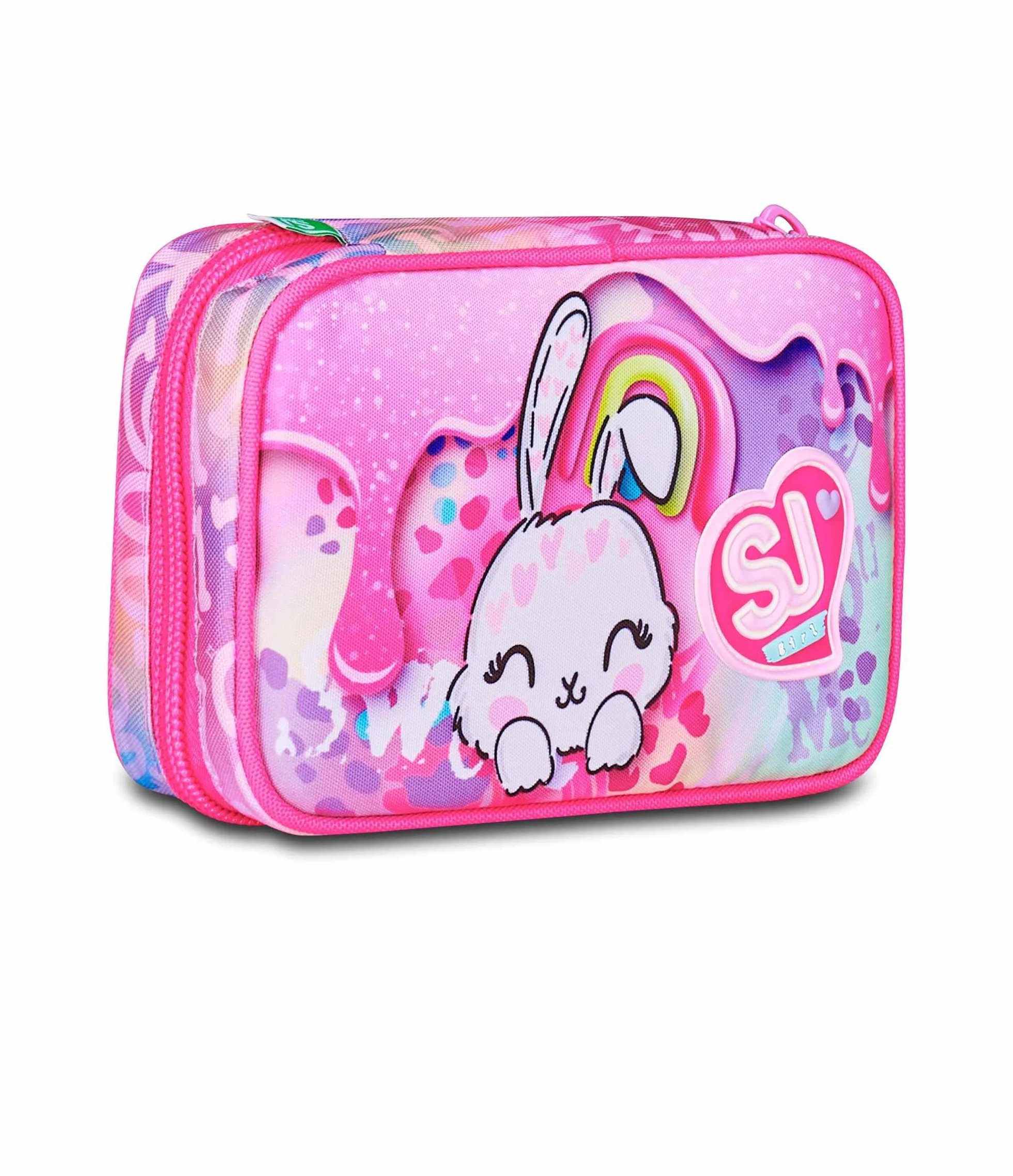 SJ GANG STYLE JAM GANG Astuccio Scuola Speed Pad, Rosa, Portapenne Mono Scomparto con Plance Amovibili, Completo Di Penne, Matite, Colori, Accessori Zaino, Scuola Elementare, Bambina