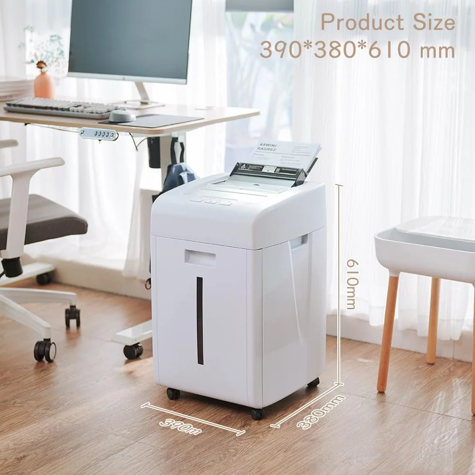 Kalopsia Tritadocumenti Elettrico Professionale: 200 Fogli 60Min Distruggidocumenti Automatico Micro Frammenti P5 Sicurezza Carta di Credito/CD/Graffette Trita Carta da Ufficio Casa con Cestino 35L