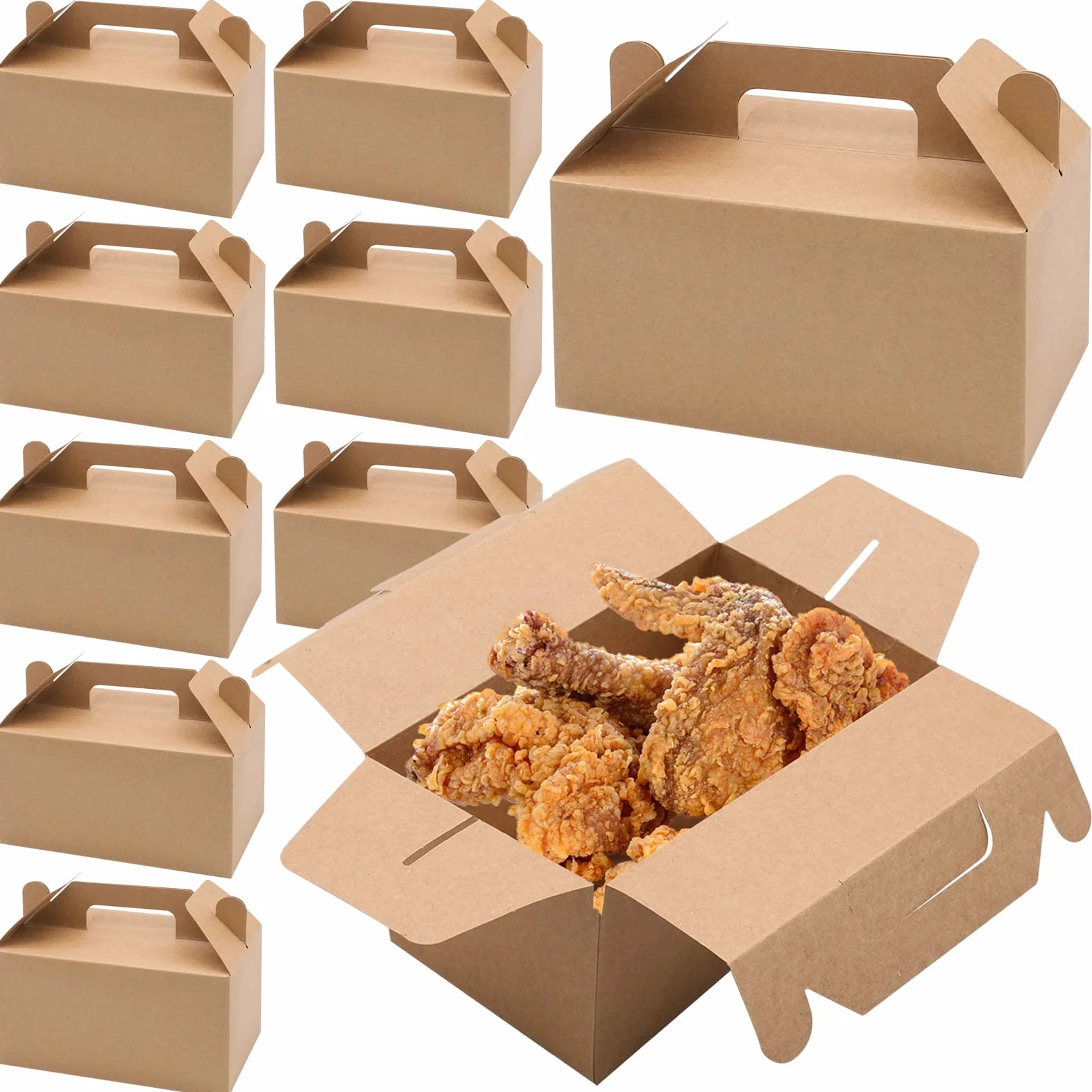 Scatola di carta kraft marrone 19x11x10 cm per cupcake regalo asporto torte brownie pane dolcetti pollo fritto