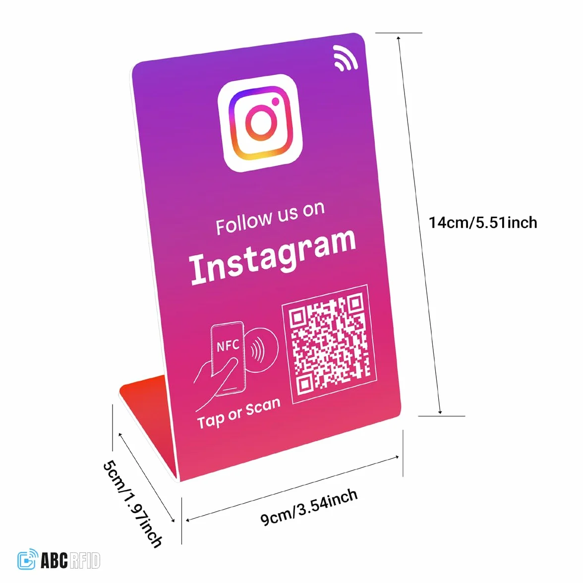 Follow us Stand, QR Code+NFC Tap, per Instagram, ottieni più follower, codice QR dinamico, compatibile con tutti i telefoni, link può essere cambiato in qualsiasi momento (5, viola)