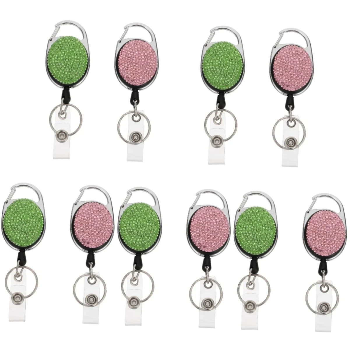 TEHAUX 10pezzi Portabadge Retrattile Lega Di Zinco Con Clip Abbellita Da Strass Per Carte Id e Tesserini Design Elegante e Resistente Per Ufficio e Scuola