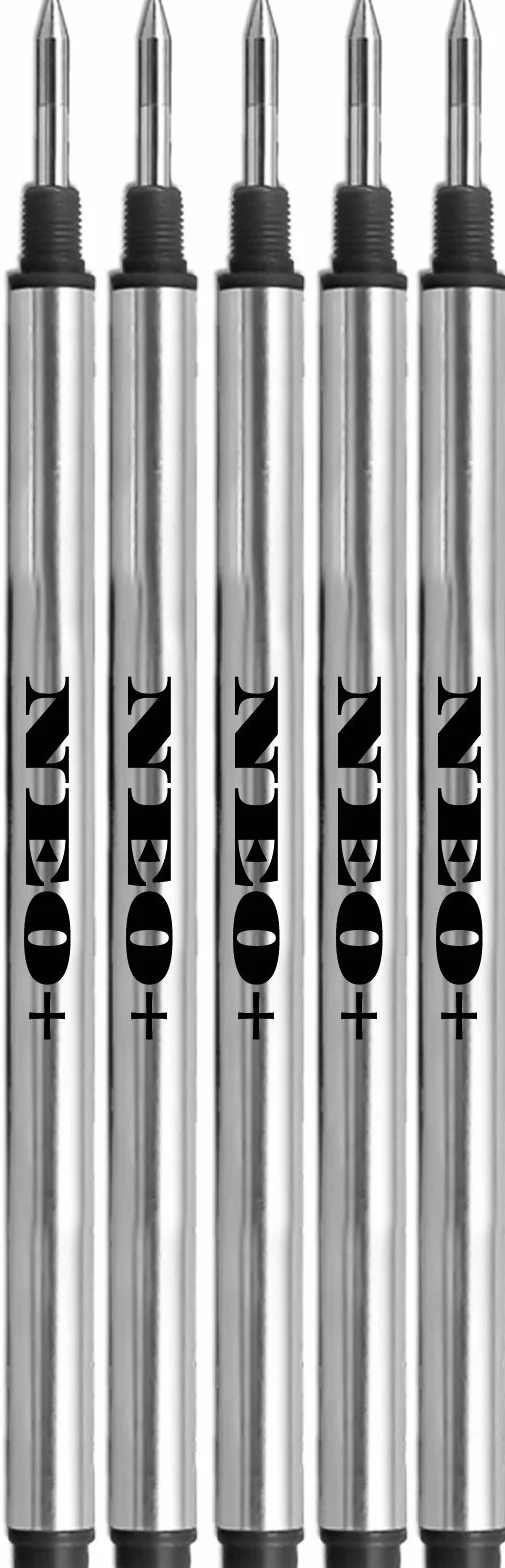 NEO+ Ricariche Penna Roller Compatibili Montblanc Refill Nero 0,5 mm Punta Fine Standard 112-113 mm Filettate Set da 5