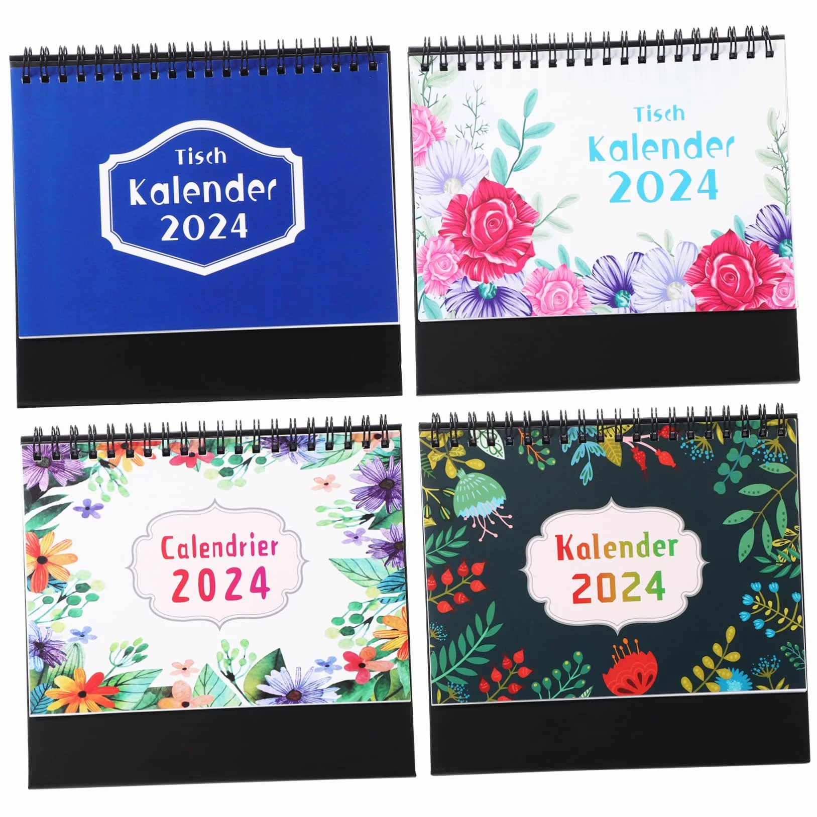 Didiseaon 4pezzi Calendario da Tavolo Design Due Spirali Accessorio da Ufficio per Casa Opzioni di Pianificazione Multifunzionali