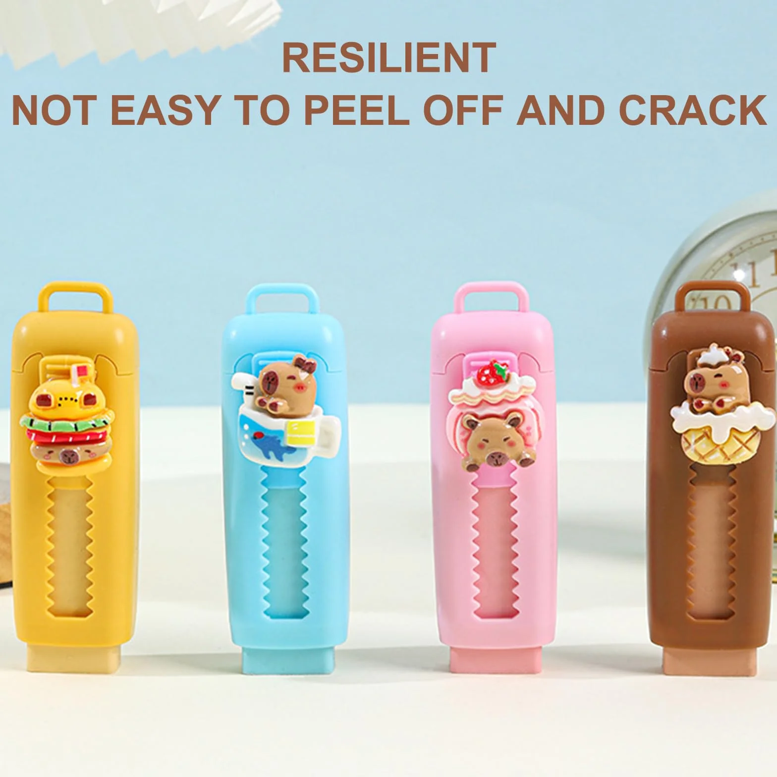 Kawaii Gomme da Cancellare Retrattili Bambini 16 Pezzi, Gomma Capybara & Panda, Regalini Festa Compleanno Scuola 4-10 Anni