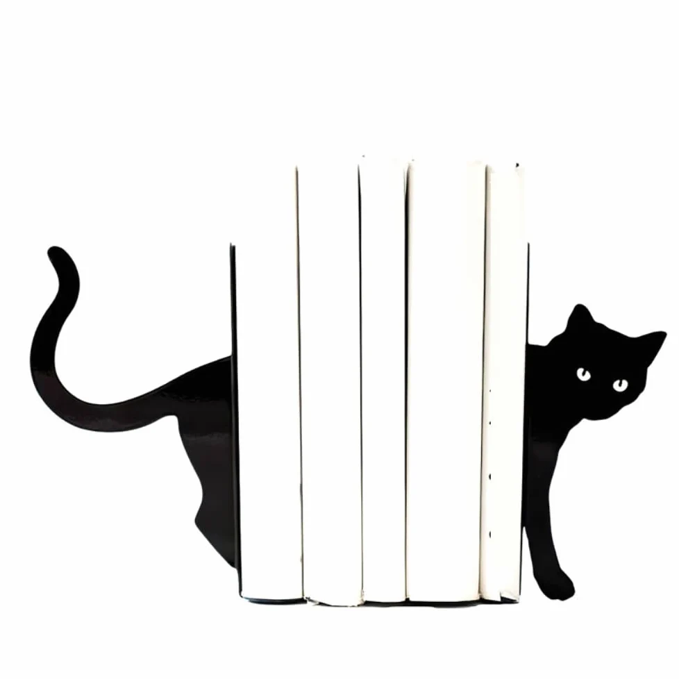 Reggi Libri, Fermalibri Fermalibri Decorativi In Metallo Per Gatti Portalibri Scaffale Antiscivolo In Ferro Artistico Supporto Nero Riviste Organizzatore Per CD Ufficio Casa Scrivania