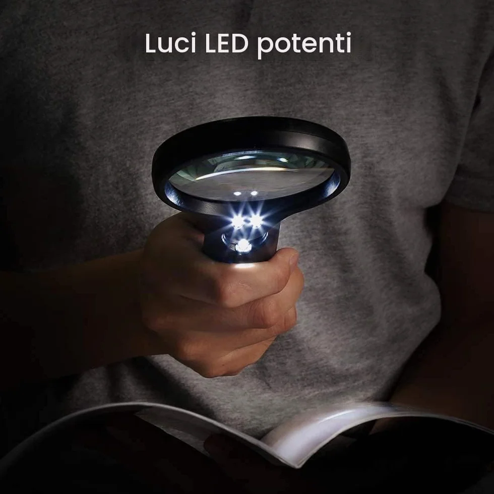 Lente d'ingrandimento luce 3X 45X con 3 LED da lettura
