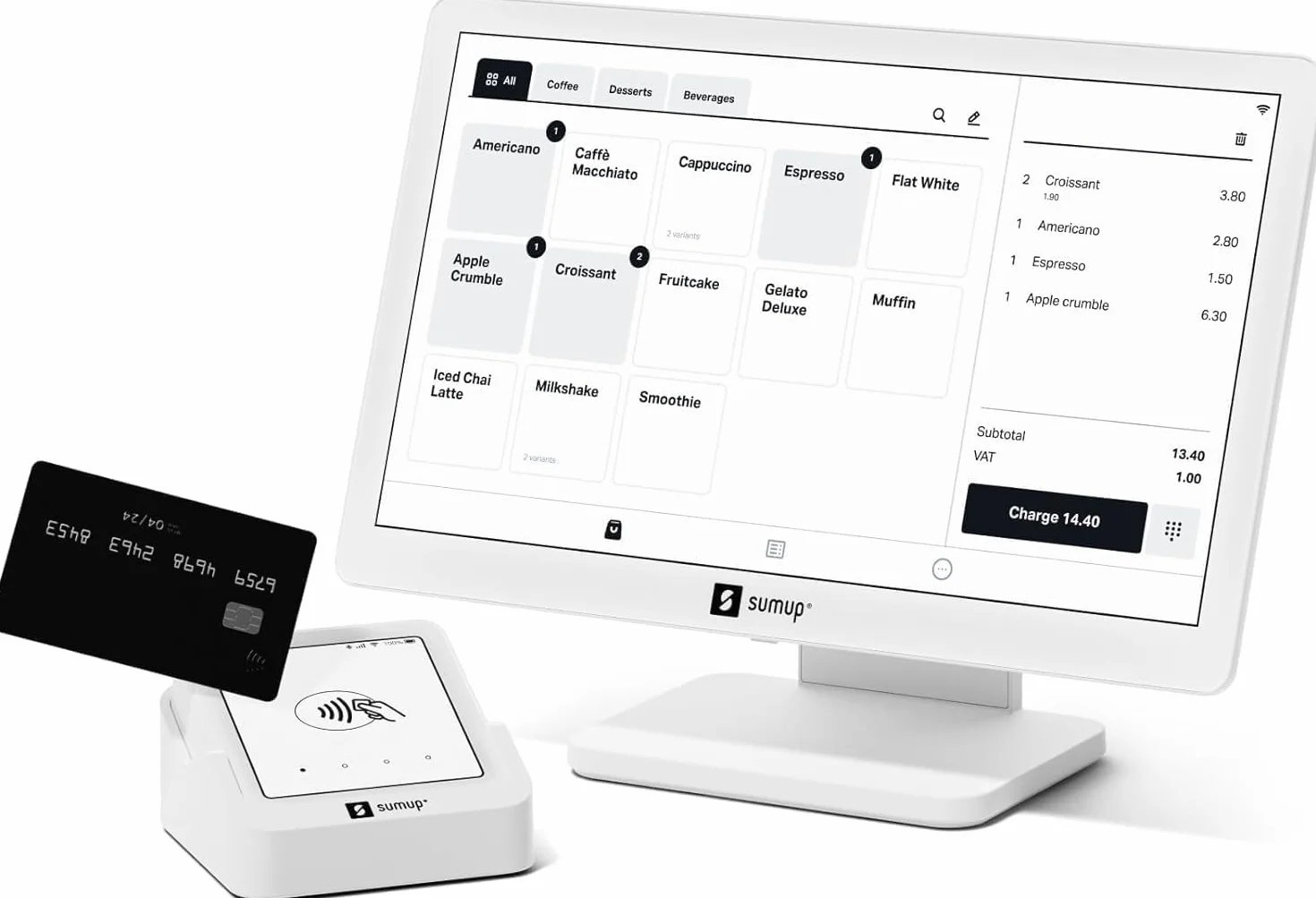 SumUp Sistema di Cassa Lite con Lettore Carte Solo Bluetooth, Bundle Completo per Pagamenti Digitali