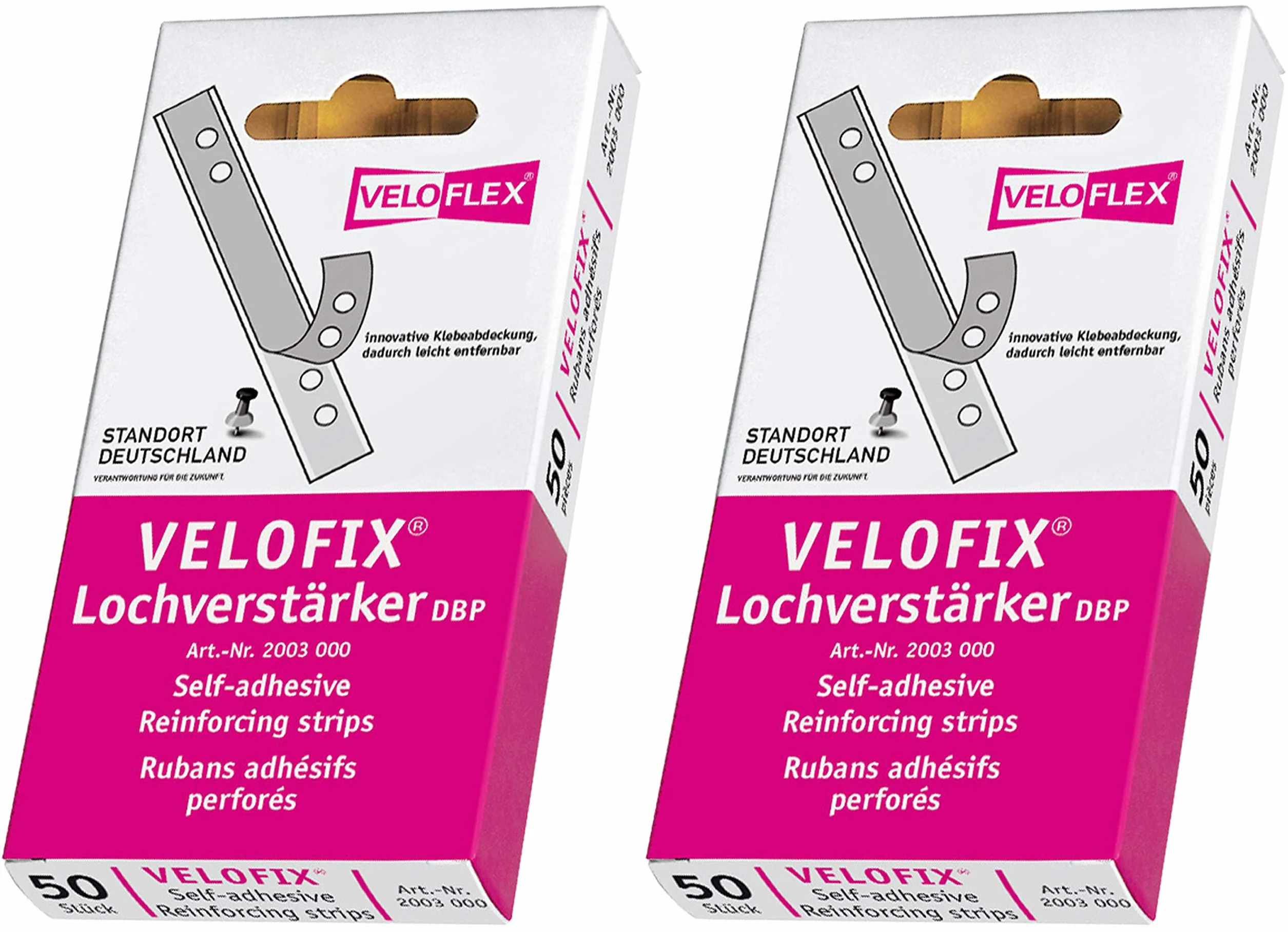 Veloflex Set 50 adesivi Velofix 2003000 protezione foratura fogli 105 x 15 mm autoadesivi