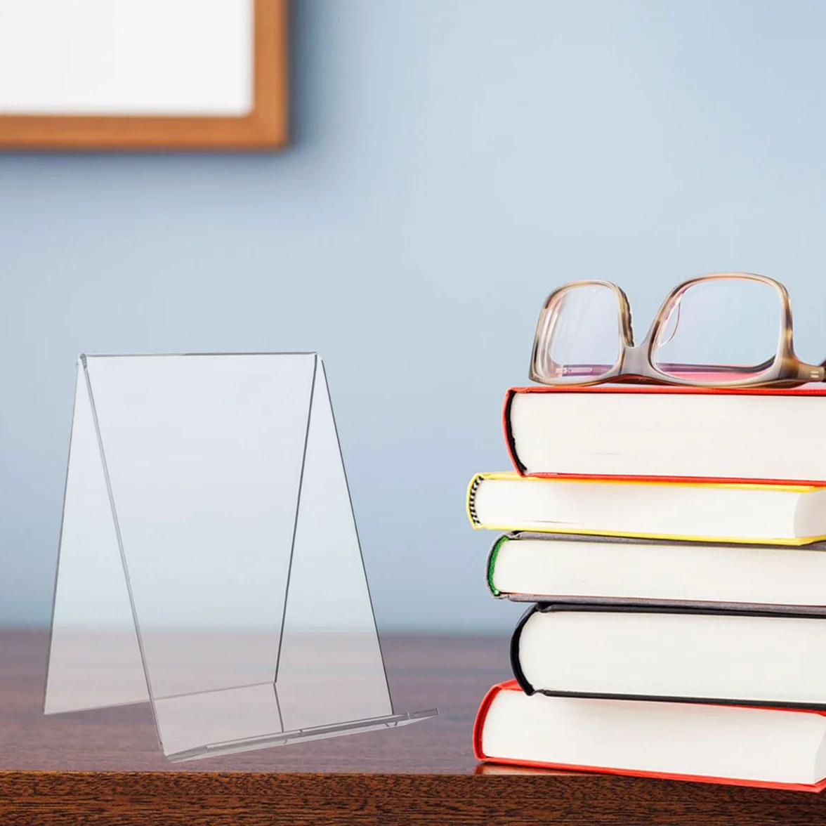 Acrilico Trasparente Supporto per Libri, Leggio da Tavolo, Porta Brochure e Foto, 2 Pezzi