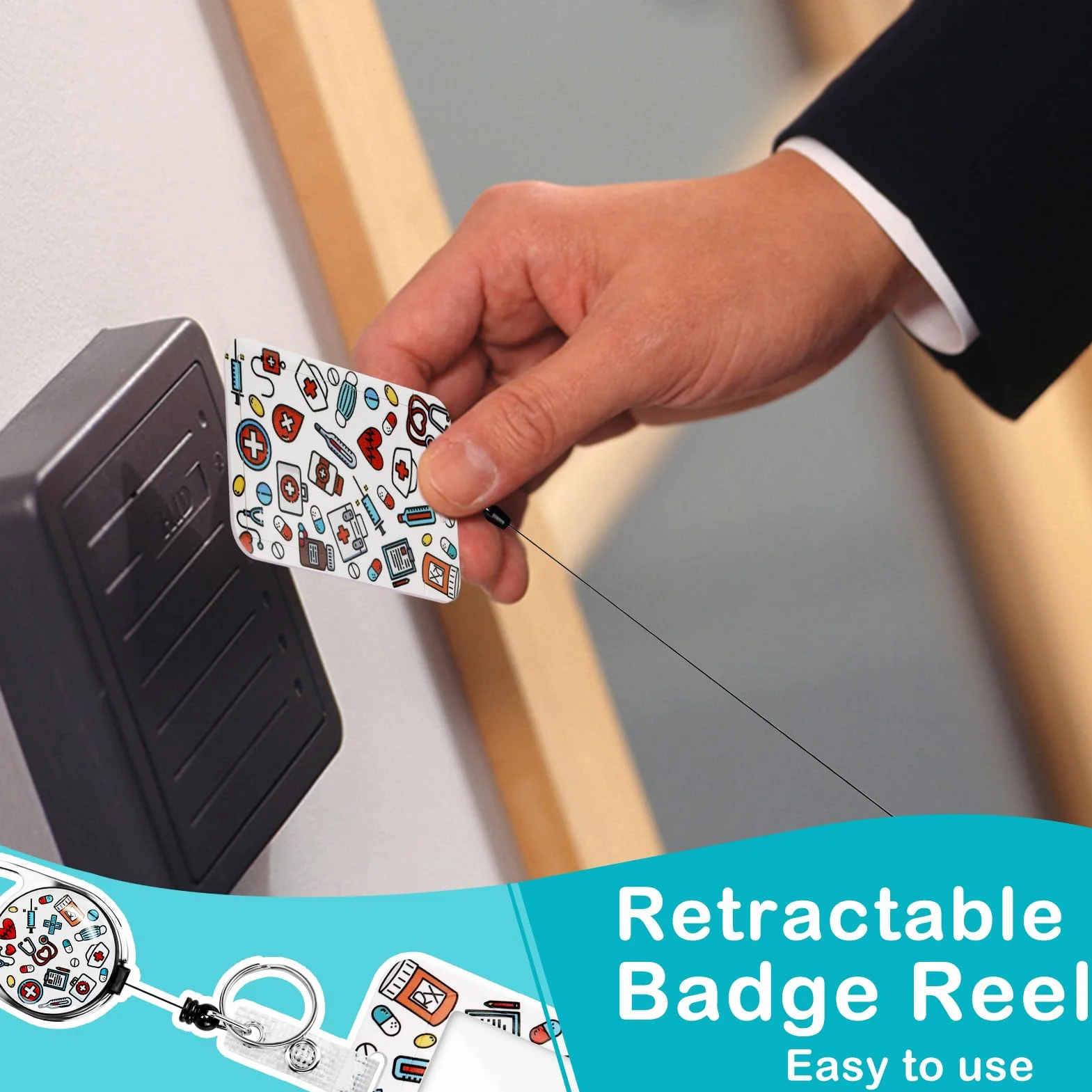 Porta badge identificativo con cordino staccabile per collo (Infermiera)