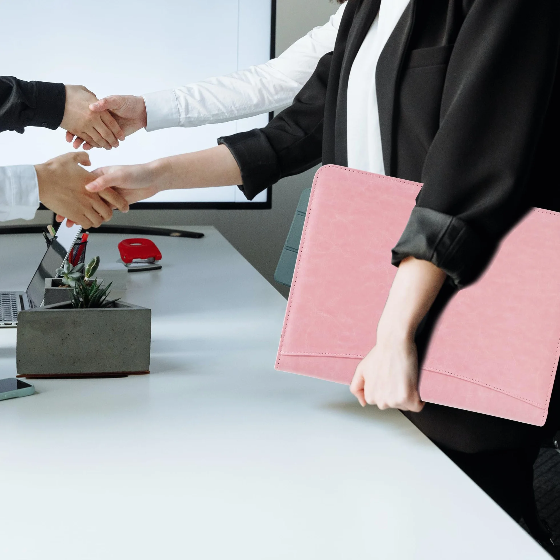 GraduatePro Porta Documenti A4 Pelle Portablocco Con Pinza Impermeabile Rosa