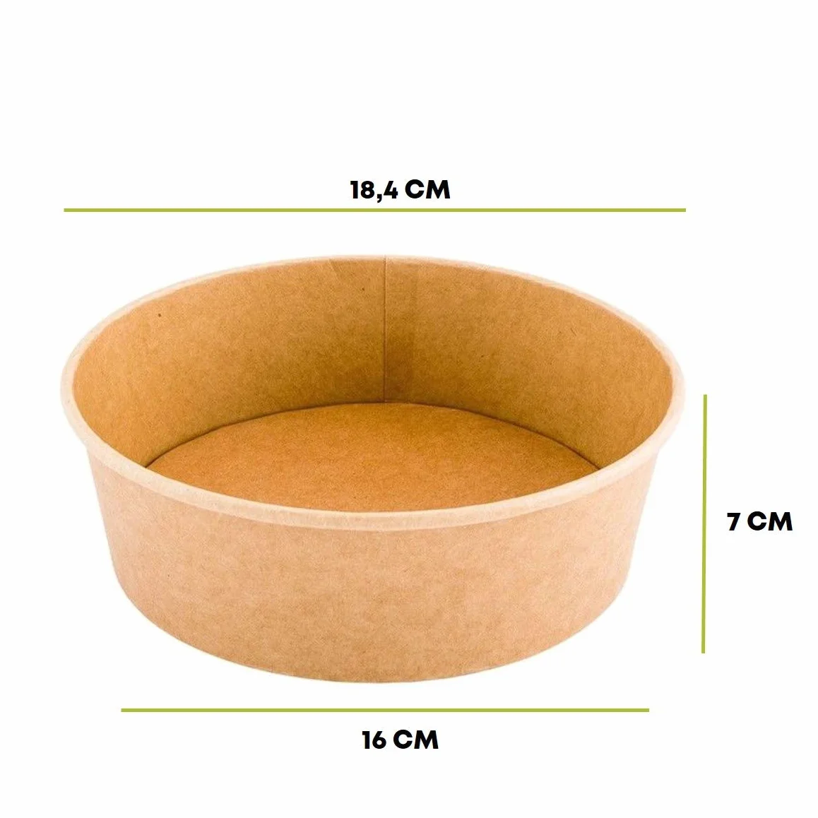 Coppa Insalata Monouso Ecologica Ciotola Rotonda 1300 ml Vaschetta Compostabile Cartone Kraft PLA 50 Pezzi