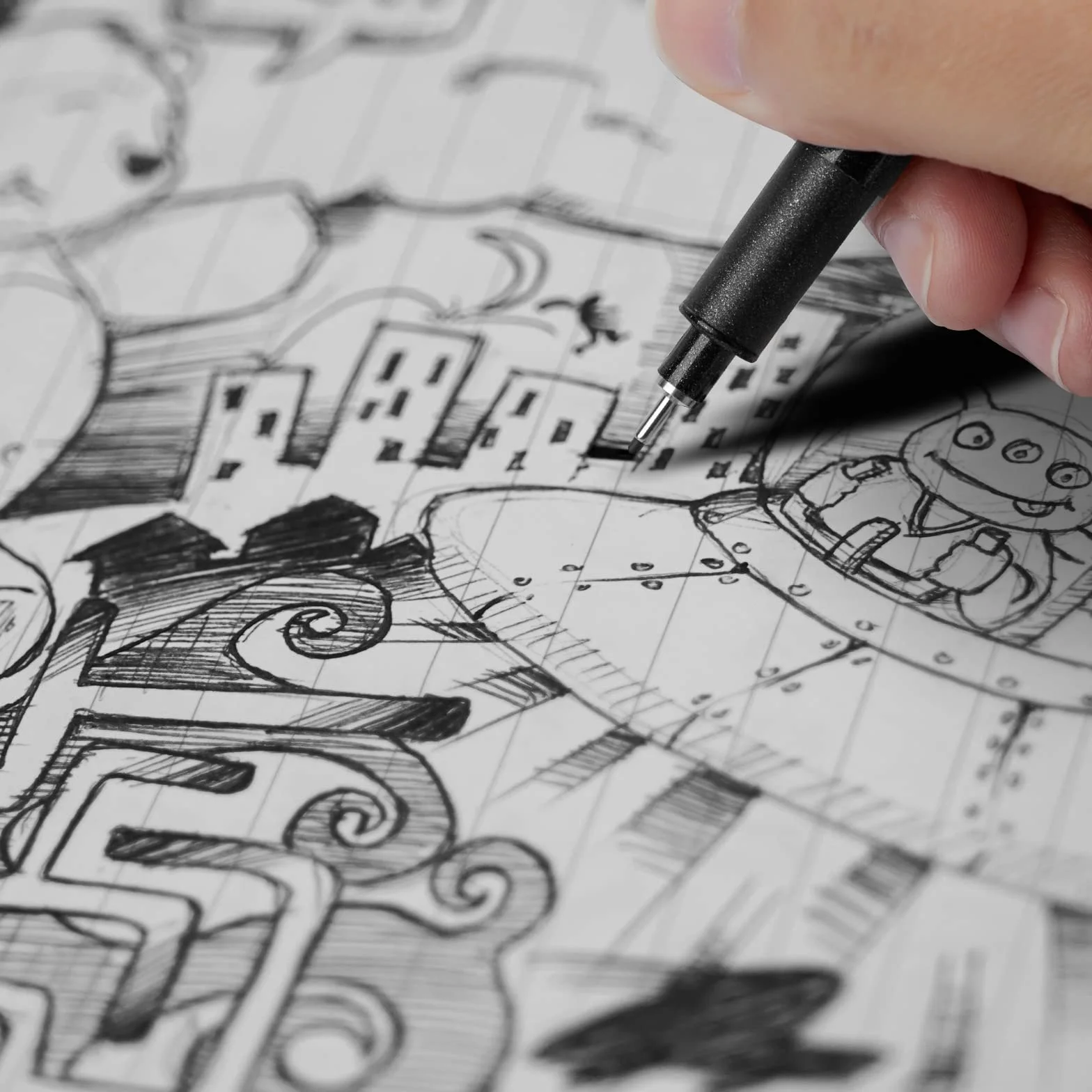 YISAN Penne Calligrafia Lettering, Fineliner, Pigment Liner, Punta Fine, Nero, Disegno