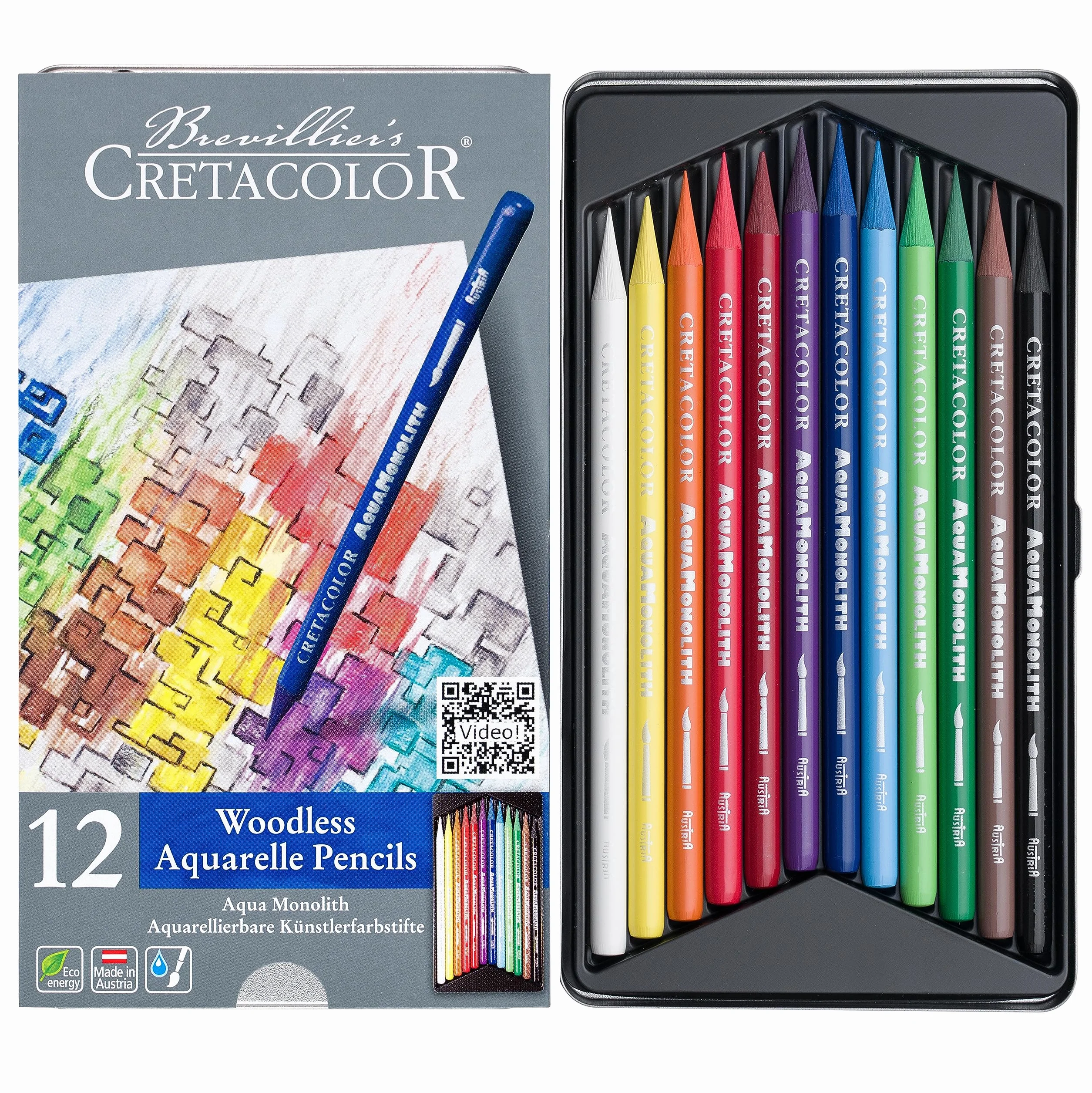 CRETACOLOR Aqua Monolith matita acquerello piena 12 colori