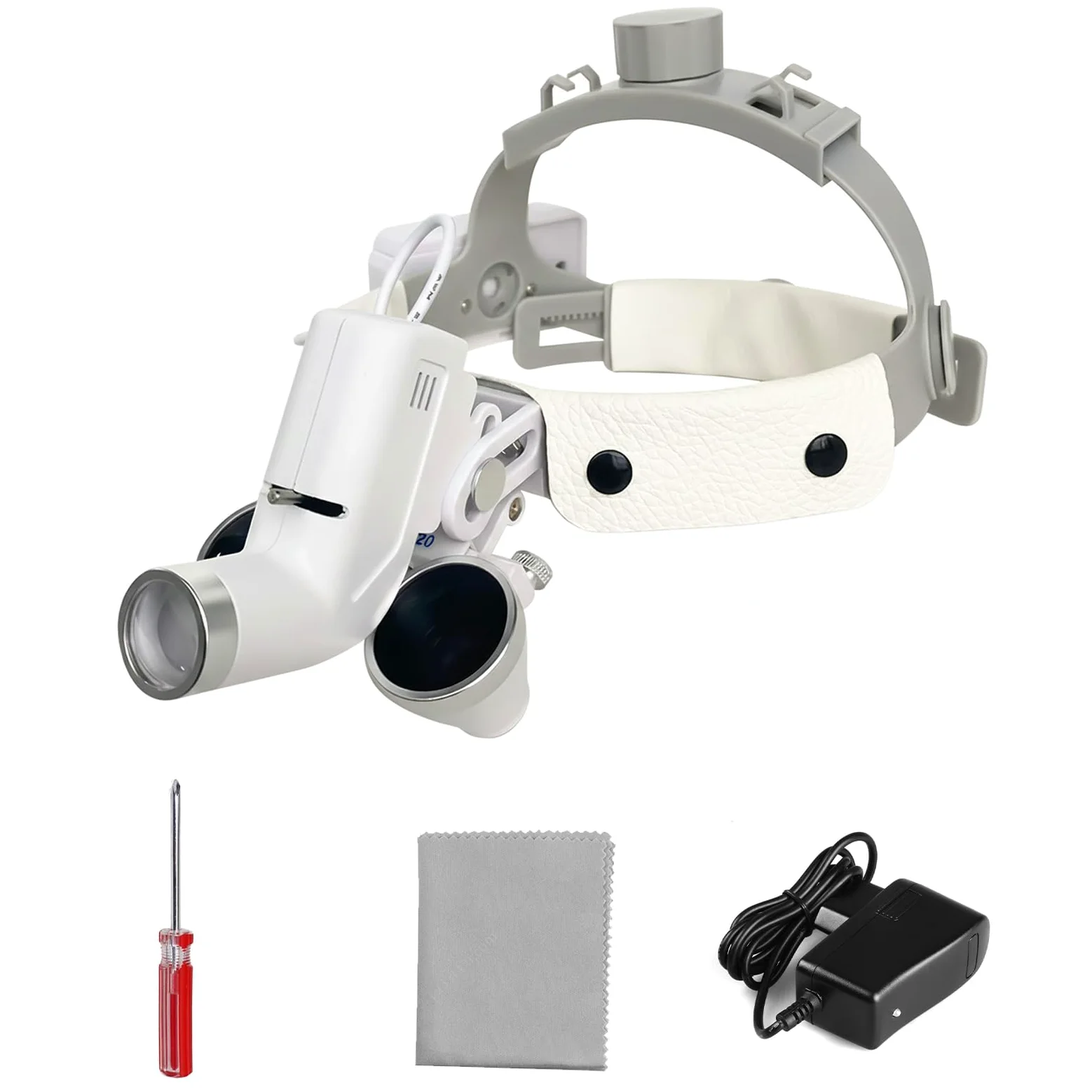 Occhiali di ingrandimento con luce da dentista, 3,5 x 420 mm, occhiali chirurgici con faro LED regolabile da 5 W, per dentisti, chirurgici, gioiellieri e modellismo
